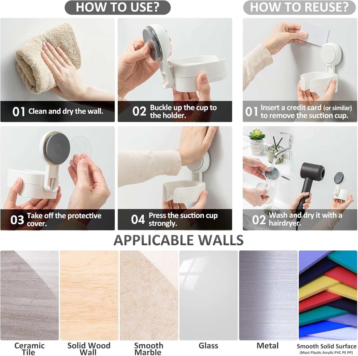 Suction Cup Wine Glass Holder for Shower, Removable Wall-Mounted Bath Cup Holder for Beer, Wine, Drinks, Enjoy in the Spa, Bathroom, Kitchen, Etc. White