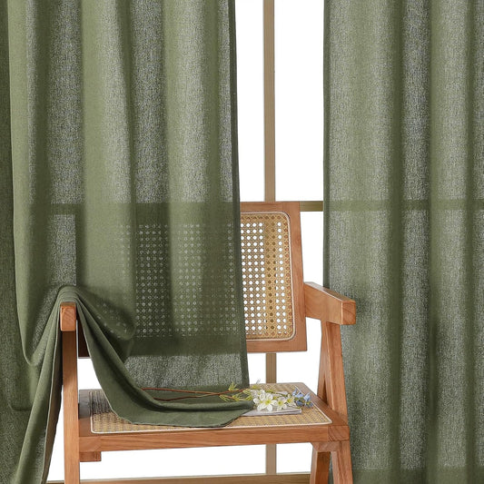 Colin Sage Green Curtains 84 Inches Long for Bedroom Living Room 2 Panels Set, Semi Sheer Light Filtering Soft Linen Textured Curtain, Modern Rod Pocket Drapes, 2 Panels, 42 X 84 Inch
