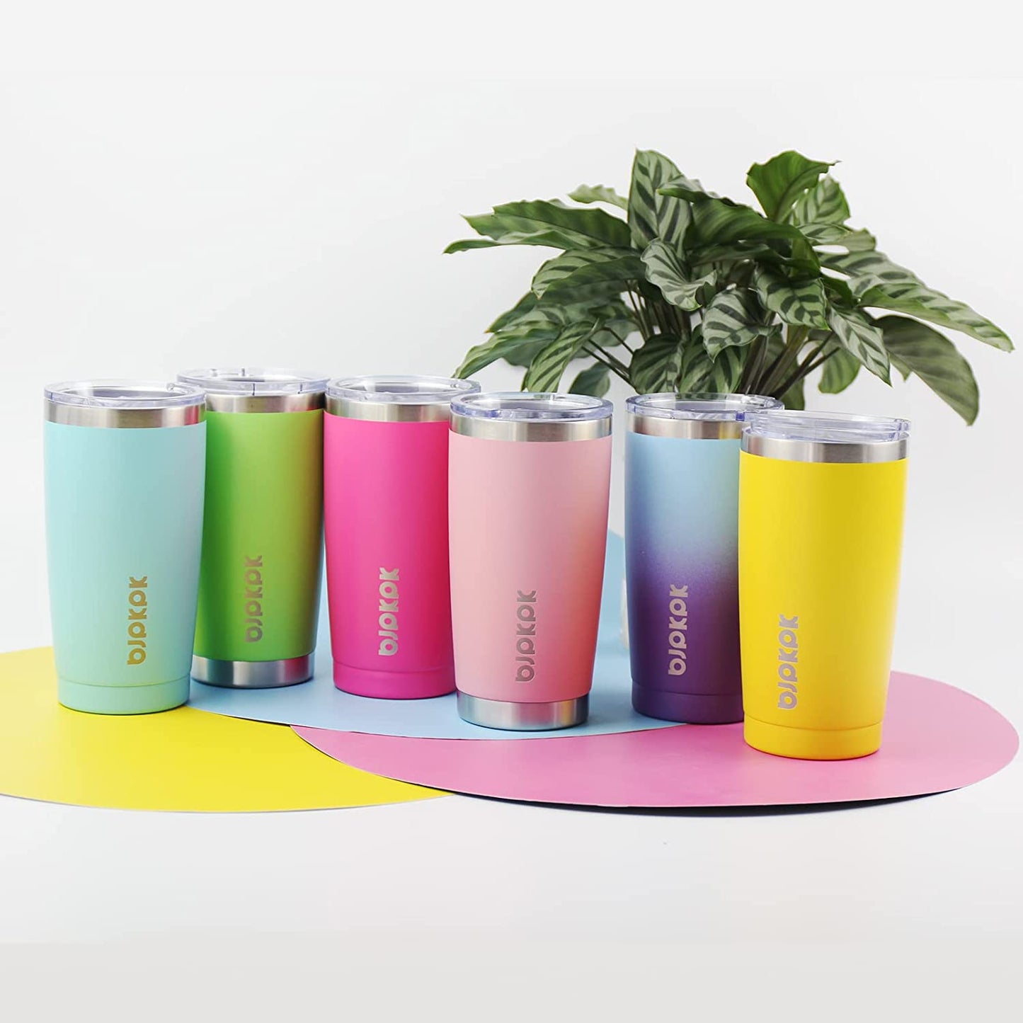 Yellow Stainless Steel Tumbler with Lid and Straw 20 Oz Insulated Tumblers Thermal Cup for Hot and Cold Drinks