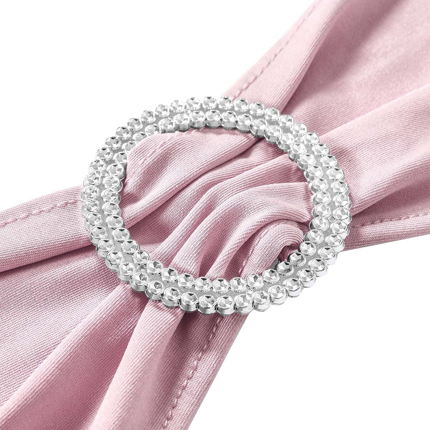 10 PCS Spandex Stretch Chair Sashes Bows for Wedding Reception- Universal Elastic Chair Cover Bands with Buckle Slider for Banquet, Party, Hotel Event Decorations Light Pink Sashes
