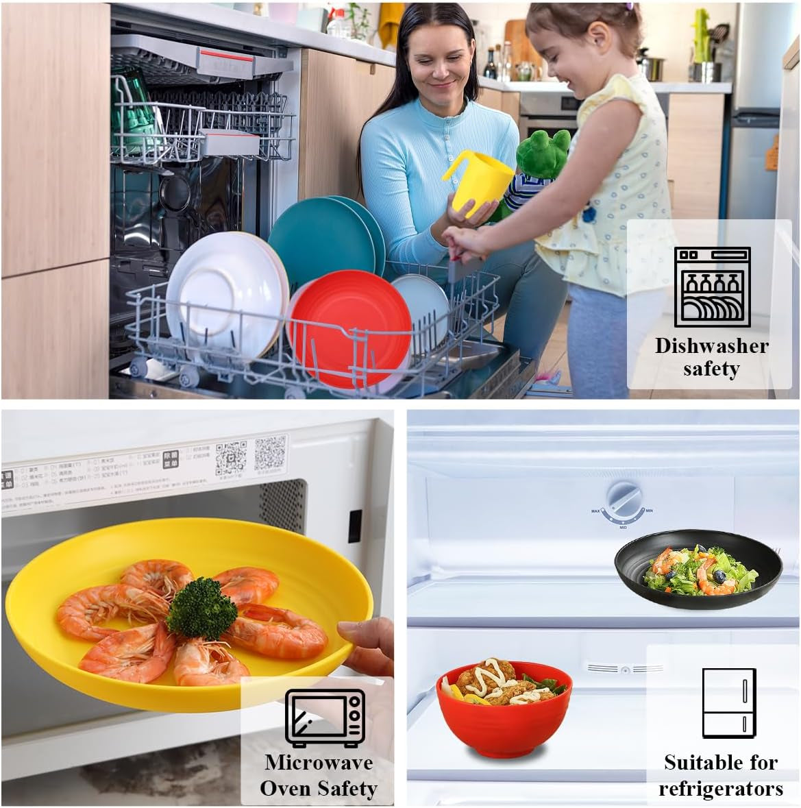 24-Piece Reusable Plastic Dinnerware Set for 6 - Includes Dinner Plates, Dessert Plates, Cereal Bowls, and Cups for Home, Garden, Picnic, and Camping