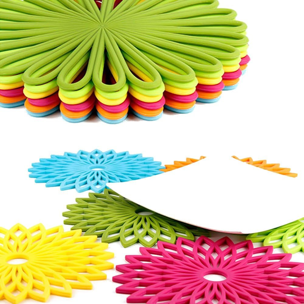 Silicone Trivet Mat - Kitchen Hot Pads for Pots & Dish - Insulated Teapot Trivet - Flexible, Durable, Non-Slip Large Coasters 3 Set Yellow