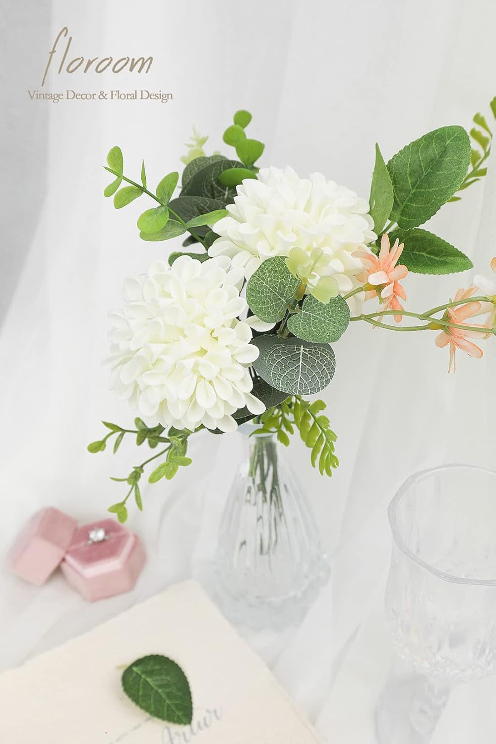 25-Piece Ivory Foam Artificial Dahlia Flowers - Realistic Fake Roses with Stems for DIY Wedding Bouquets, Bridal Shower Centerpieces, Floral Arrangements, and Home Decoration