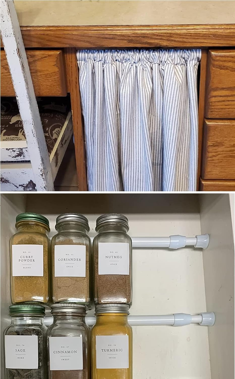 2 Pack Small Spring Tension Curtain Rod 12 to 20 Inch, Thin Tension Rod No Drill for Window Cupboard Closet, White