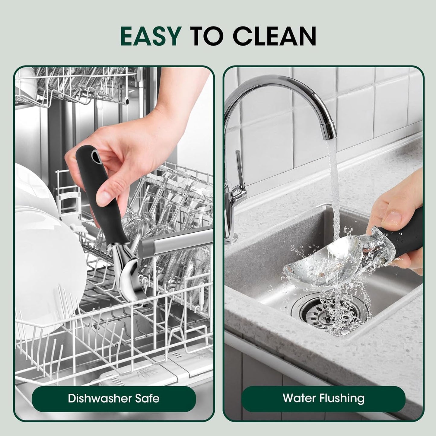 Heavy Duty Ice Cream Scoop - Upgraded Anti-Fracture Design, Comfortable Grip Long Handle, Effortless Scooping & Dishwasher Safe, Black