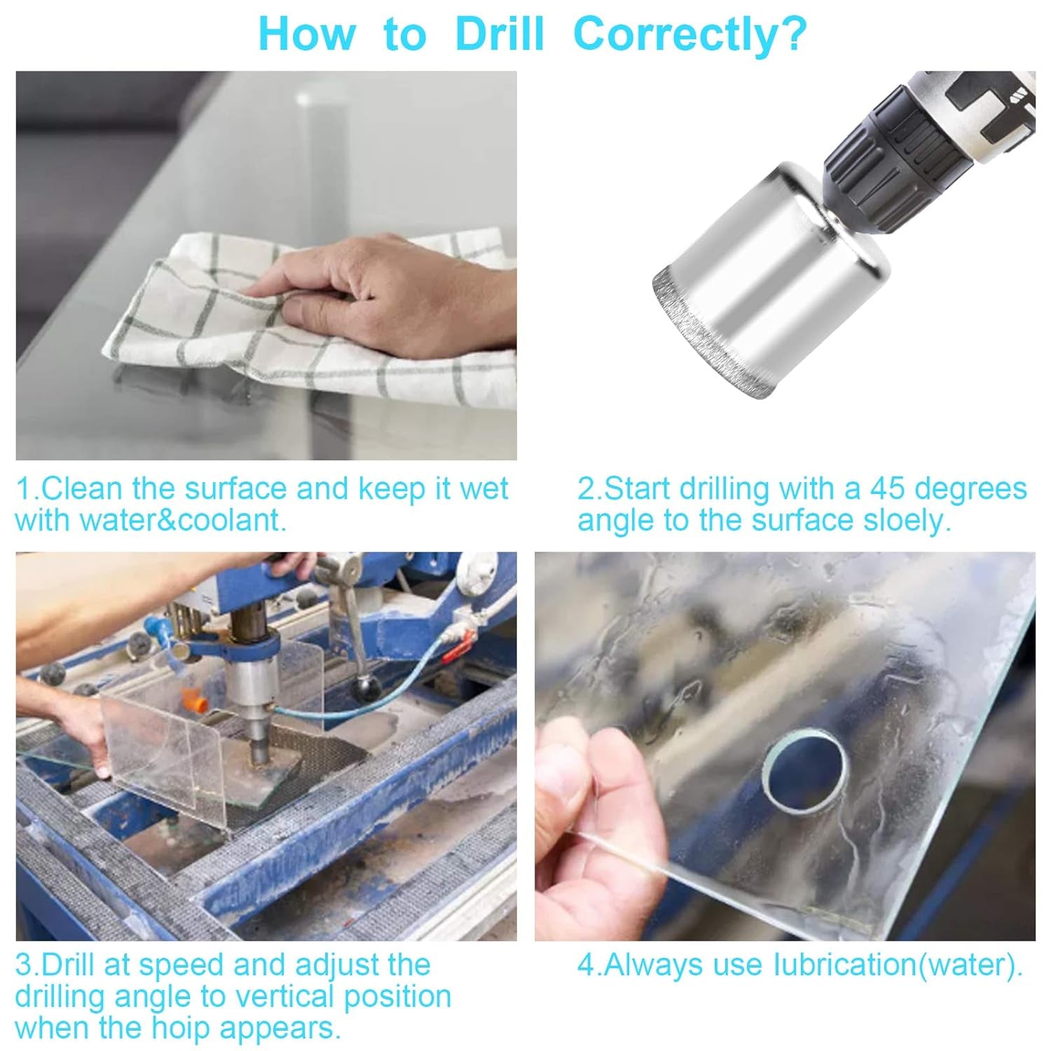 15 Pcs Diamond Drill Bits for Ceramic, Diamond Hole Saw Drill Bit Set Kit, Premium Glass Drill Bit for Bottles,Pots, Marble, Granite Stone, Tile Cutting 0.23 Inch - 2 Inch(6Mm - 50Mm)