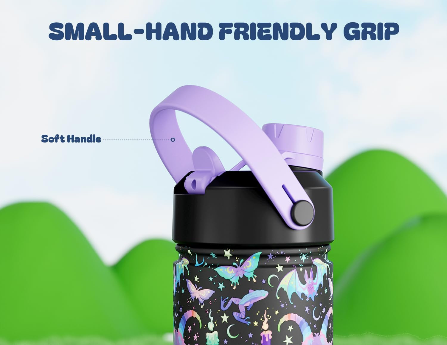 18 Oz Kids Stainless Steel Water Bottle: Spill-Proof, Insulated Cup with Straw Spout Lid, Bpa-Free, Backpack Friendly, Durable, 24H Cold for School, Sports, Camping, Adventures, Gift (Lamb'S Lullaby)