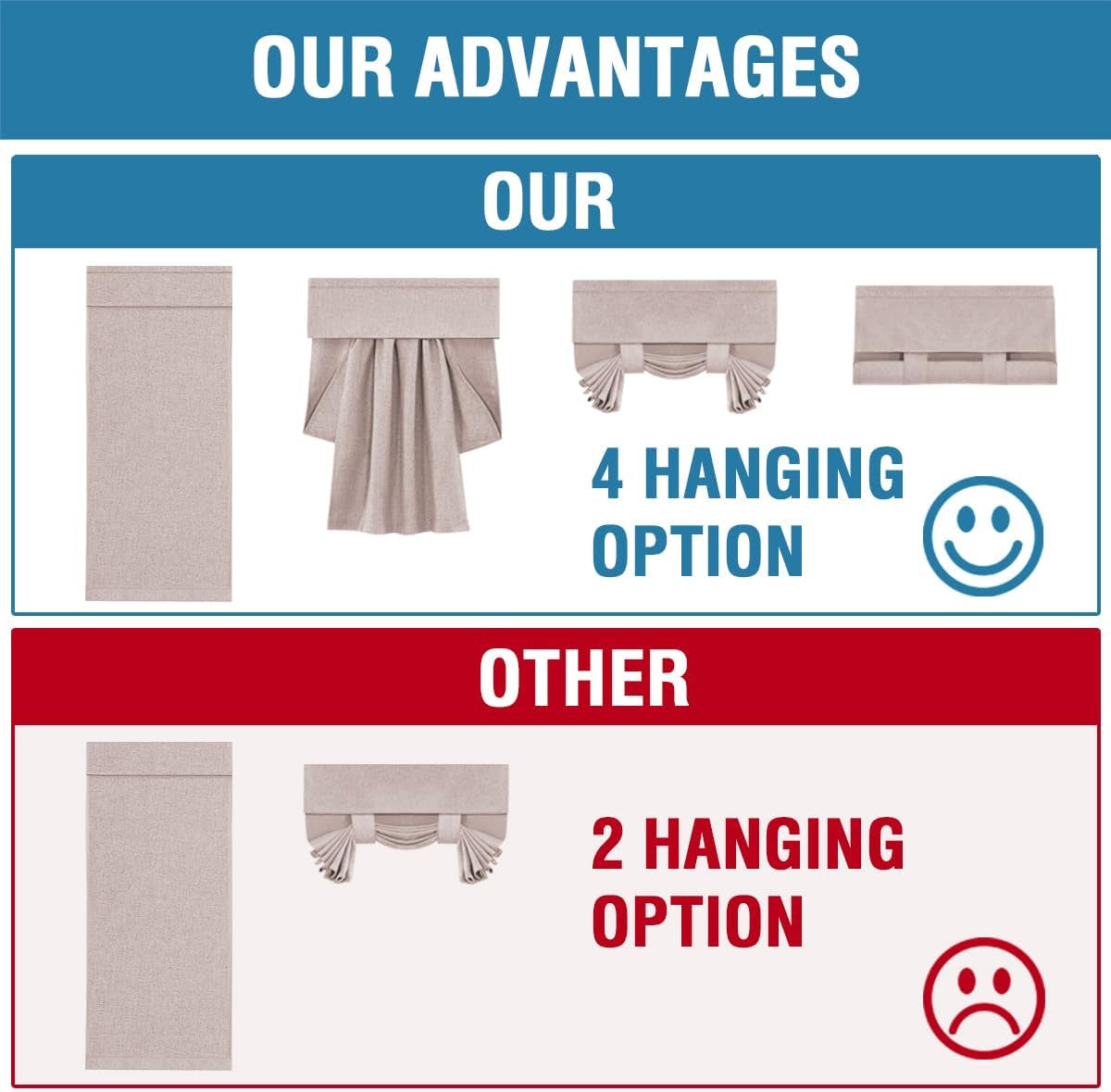 Door Curtains for Door Window, Faux Linen French Door Curtains for Privacy, Tie up Shades Front Door Curtain for Glass Window Covering, Heather Sand, 26’’ X 68’’, 1 Panel