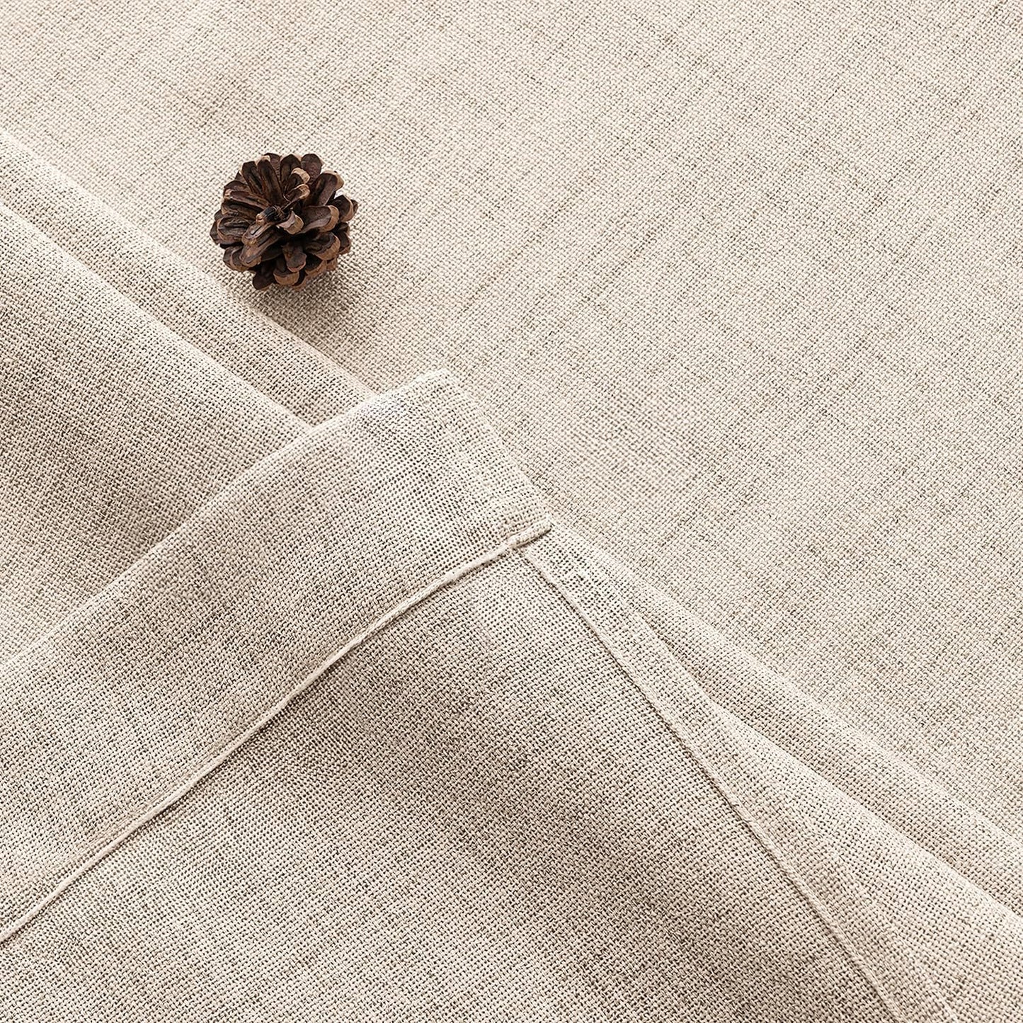 Linen Textured Small Kitchen Window Curtains over Sink, Semi Sheer Farmhouse Cafe Curtain 36 Inch Long Short Back Tab Half Window Curtains for Bathroom Basement 2 Panels