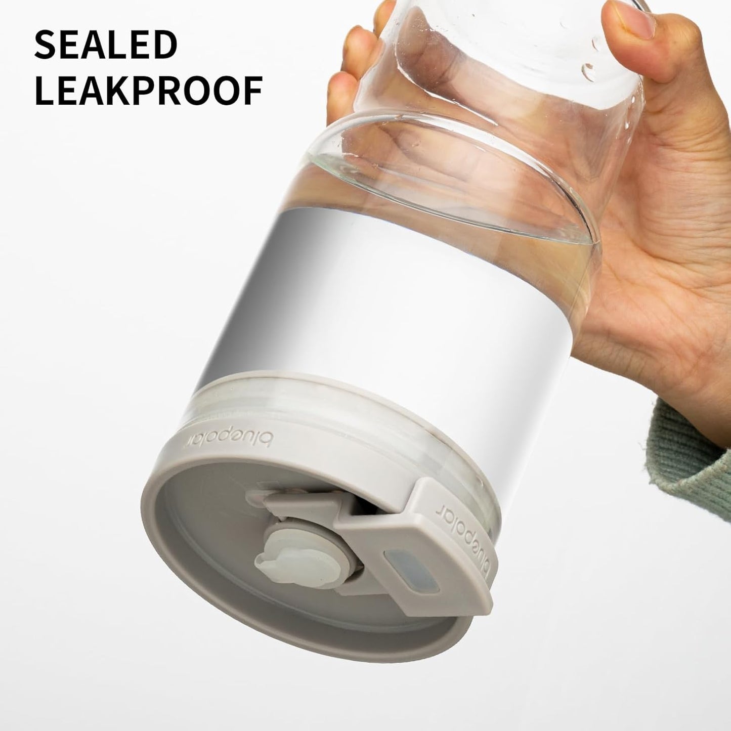 23 Oz Glass Cups with Lids and Straws - Leak-Proof Portable Travel Water Glass Tumbler for Smoothies, Iced Coffee, Matcha, and Cold Beverages - Durable and Eco-Friendly (Grey)