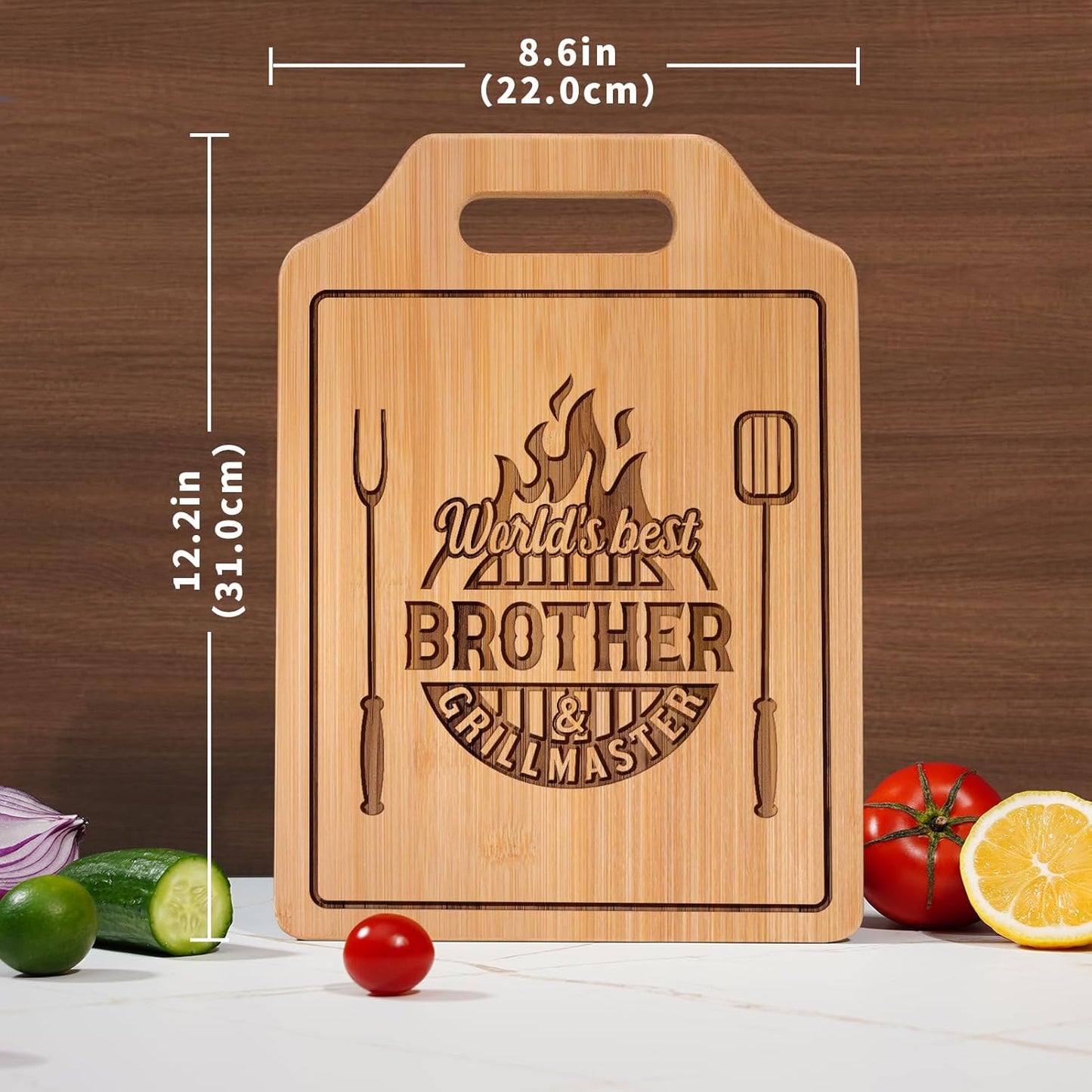 Gifts for Brother Birthday Gifts Adult, Brother Gift from Sister for Fathers Day Gift - Engraved Cutting Board 12.3"L × 8.7"W × 0.4"Th