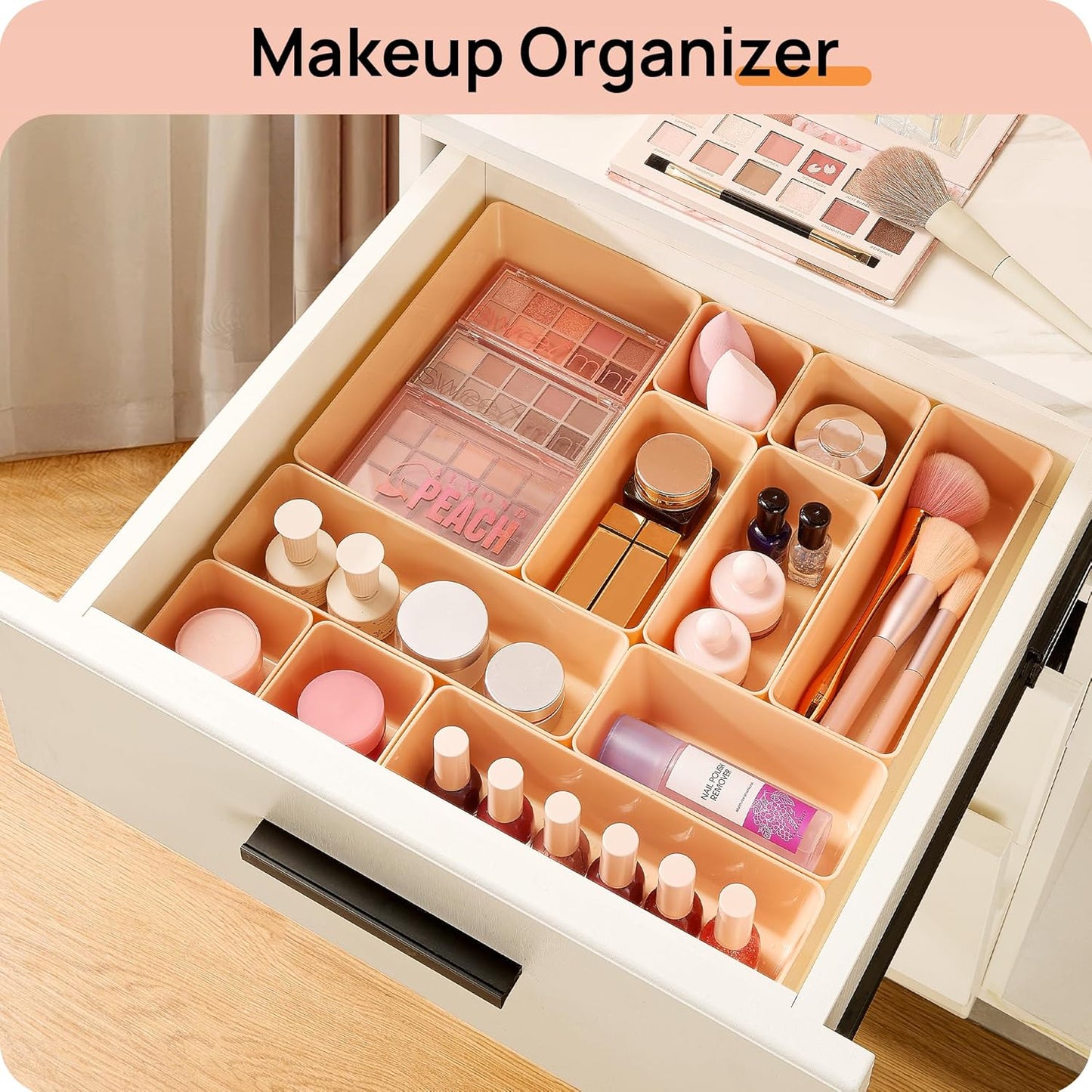 25 PCS Plastic Drawer Organizers Set, 4-Size Versatile Bathroom and Vanity Drawer Organizer Trays, Storage Bins for Makeup, Bedroom, Kitchen Gadgets Utensils and Office