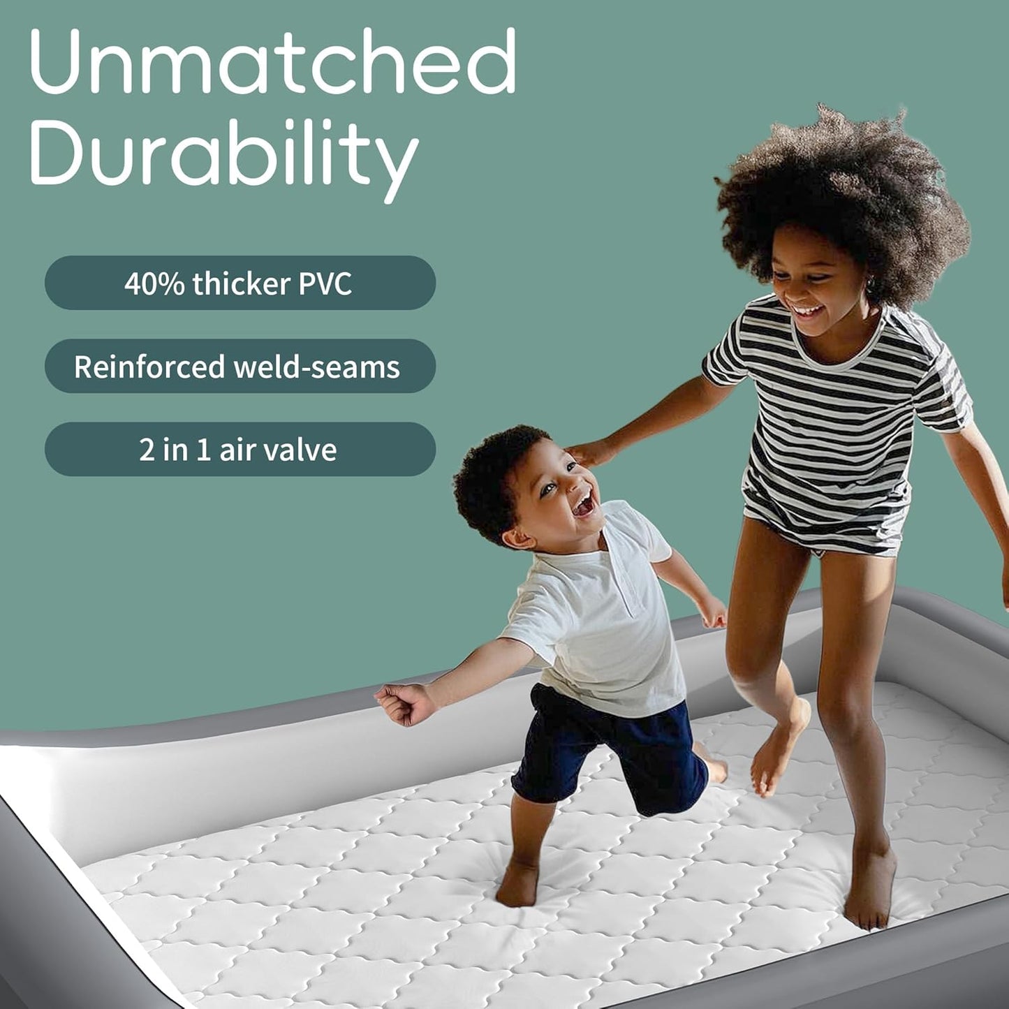 Portable Inflatable Toddler Travel Bed with Soft Sheet and Safety Bumpers, Ideal for Home and Travel Use, Includes Pump and Carry Bag