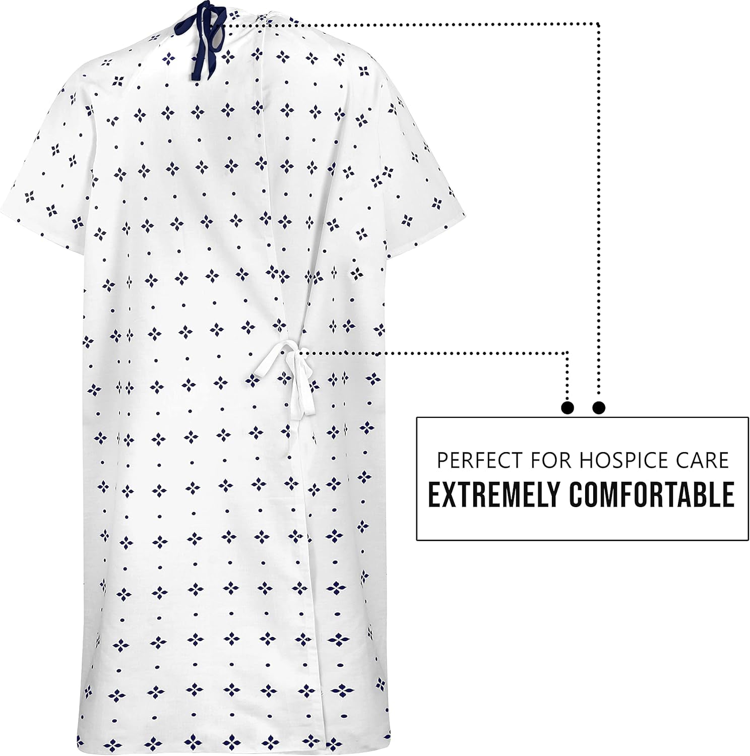 6 Pack Unisex Hospital Gowns, Patient Gowns for Women and Men with Back Tie, Comfortably Fits Sizes up to 2XL Blue