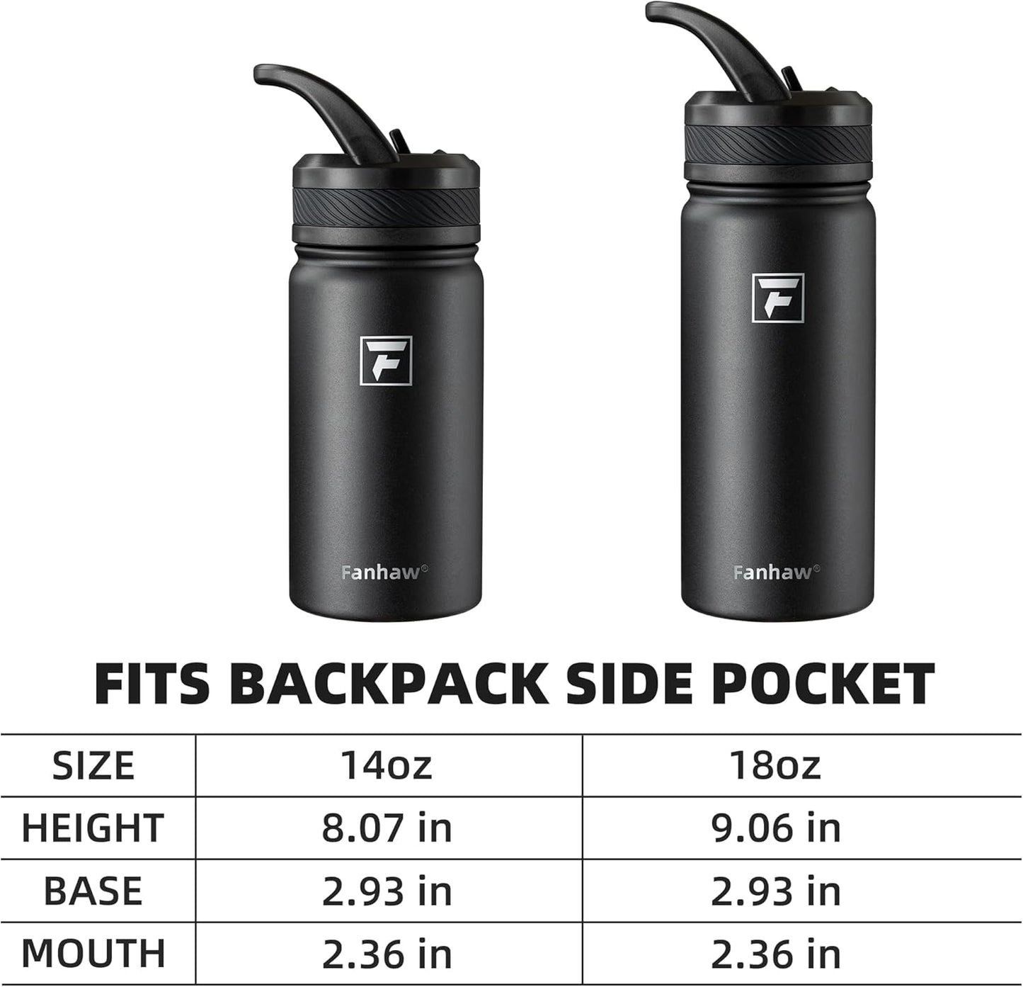 14 Oz Kids Insulated Water Bottle with Straw Lid – Stainless Steel Double Wall Vacuum, Leak-Proof, Bpa-Free Water Bottles for School Boys & Girls(Black)