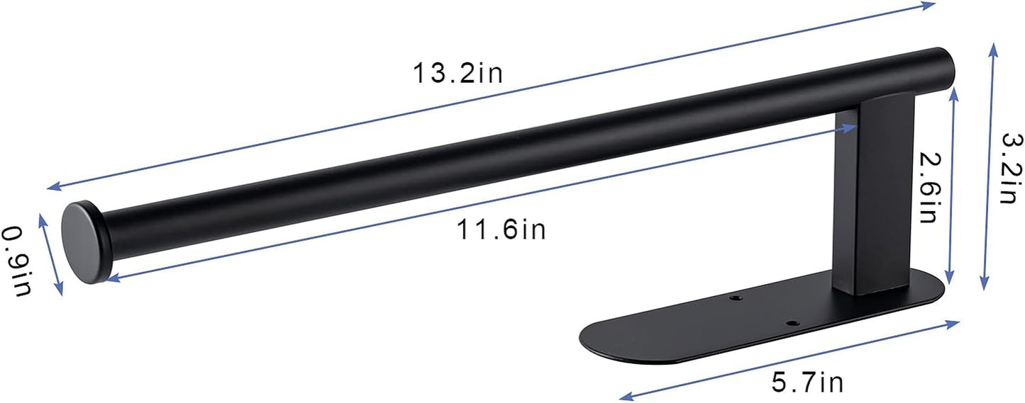 SUS304 Stainless Steel Under-Cabinet Paper Towel Holder - Durable, Bend-Resistant Design with Self-Adhesive and Drill Mounting Options (Black)