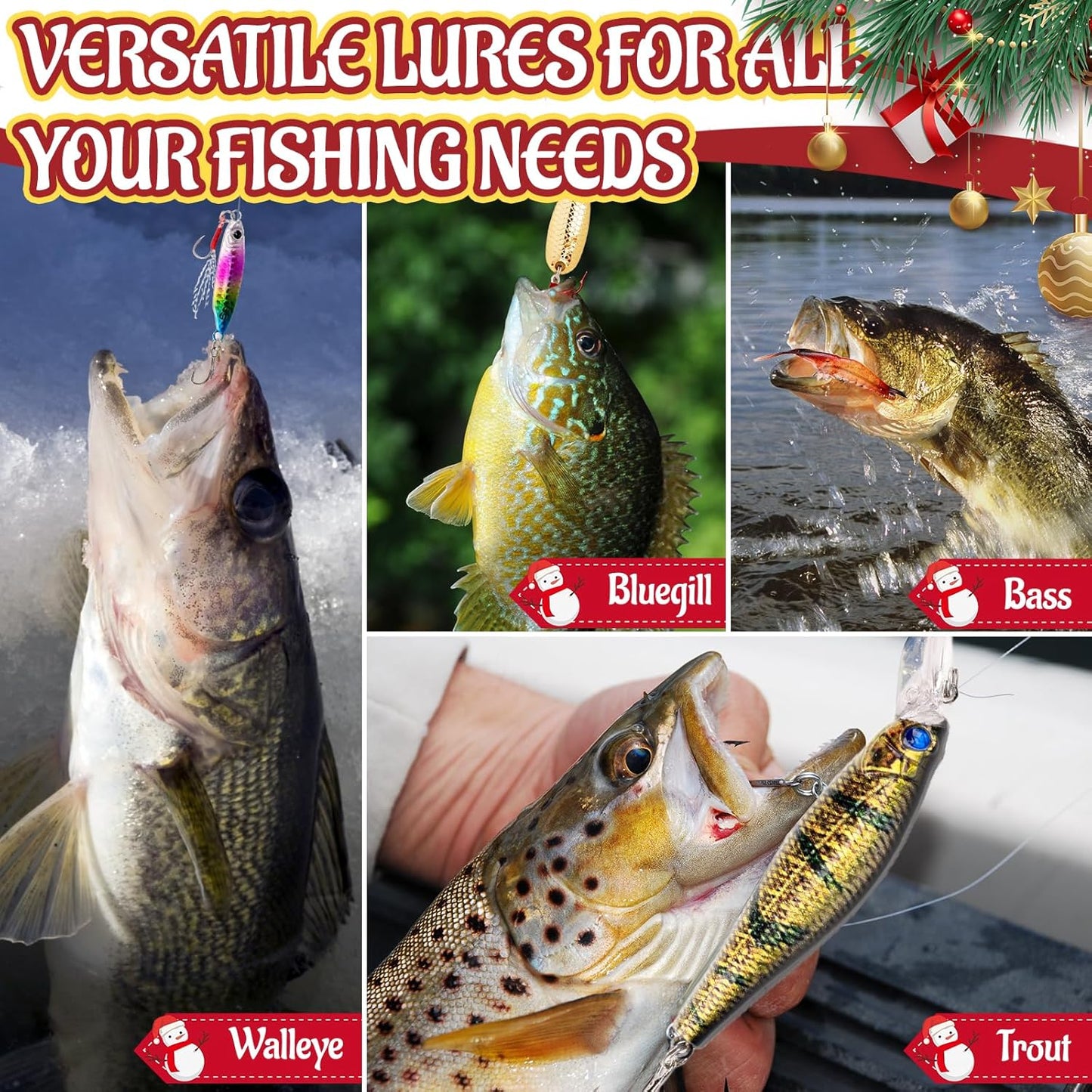 24 Days Fishing Lure Advent Calendar 2025 for Men & Teen Boys, 24 Unique Artificial Baits for Fresh/Saltwater | Christmas Countdown Gift for Anglers (Crankbaits, Poppers, Minnows, Jigs, Frog Lures)