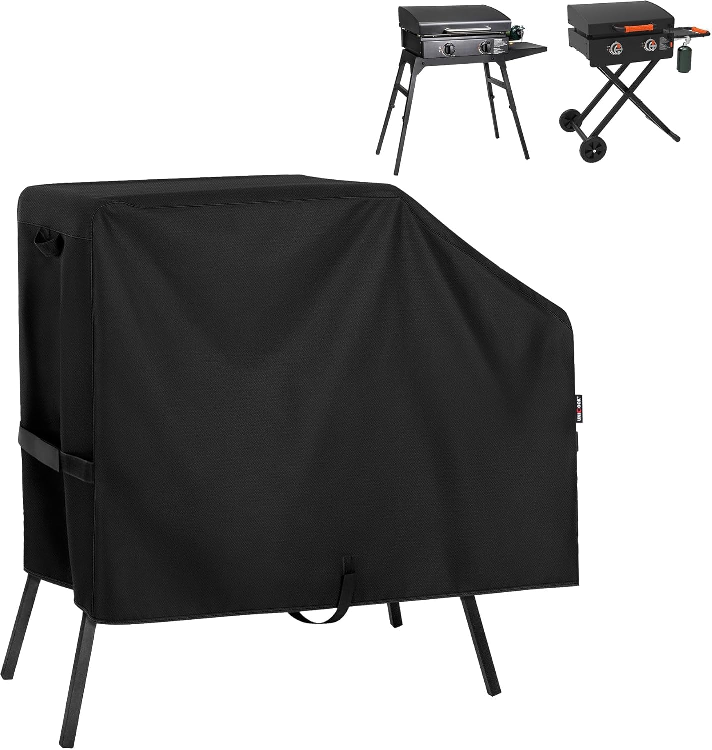 Griddle Cover for Blackstone 22 Inch and 17 Inch Griddle with Hood and Stand, Heavy Duty Waterproof Outdoor BBQ Grill Cover with Sealed Seam, Black