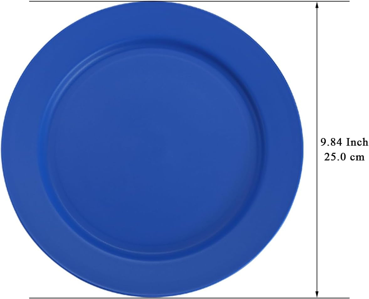 12-Piece Set of 10" Reusable and Unbreakable Plastic Dinner Plates, Salad Plates, and Pasta Bowls - Ideal for Home, Garden, Picnics, and Camping