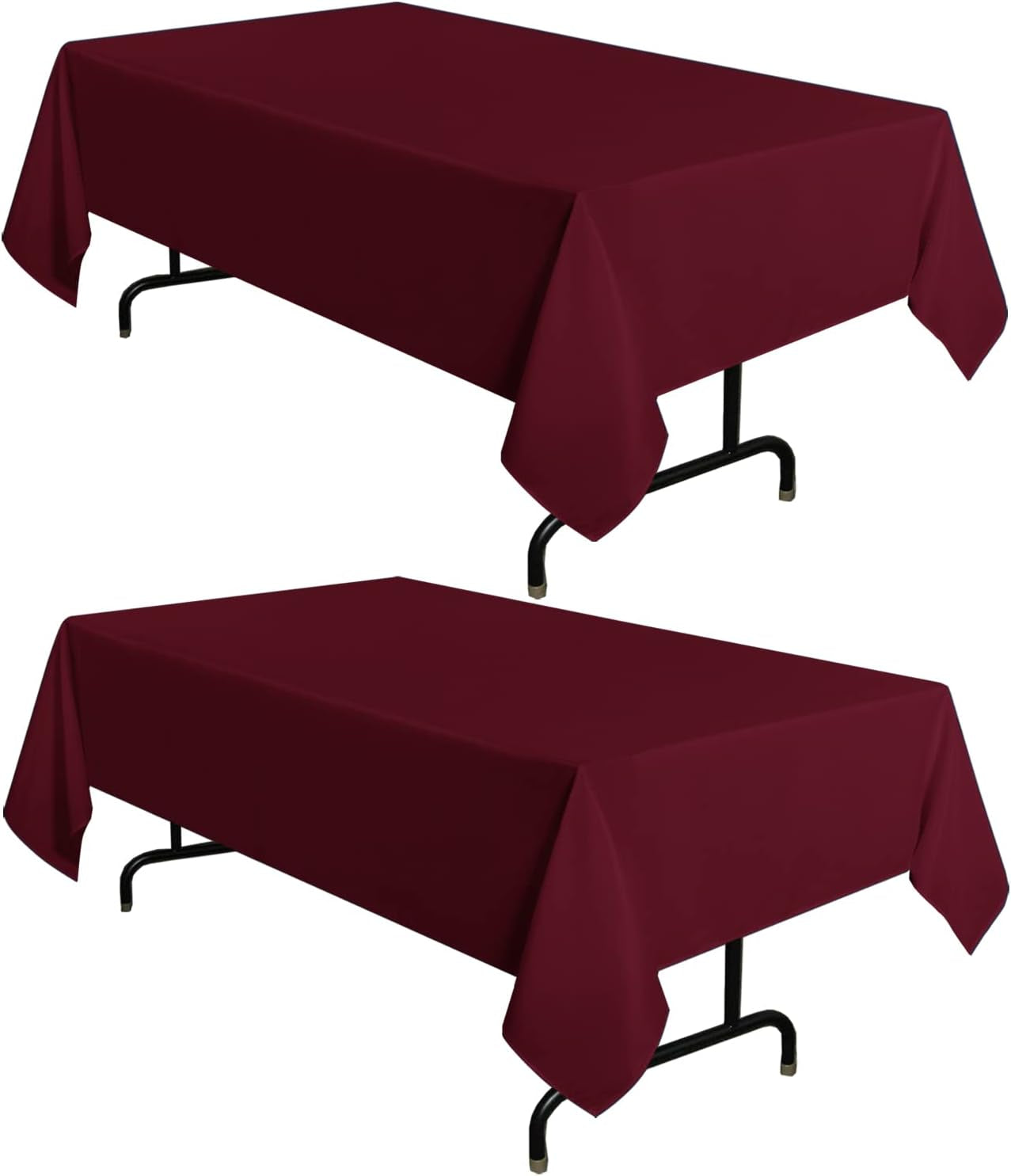 2 Pack Burgundy Tablecloth 60 X 102 Inch, Rectangle 6 Feet Table Cloth - Stain and Wrinkle Resistant Washable Polyester Table Cover for Dining Tables, Buffet Parties and Camping