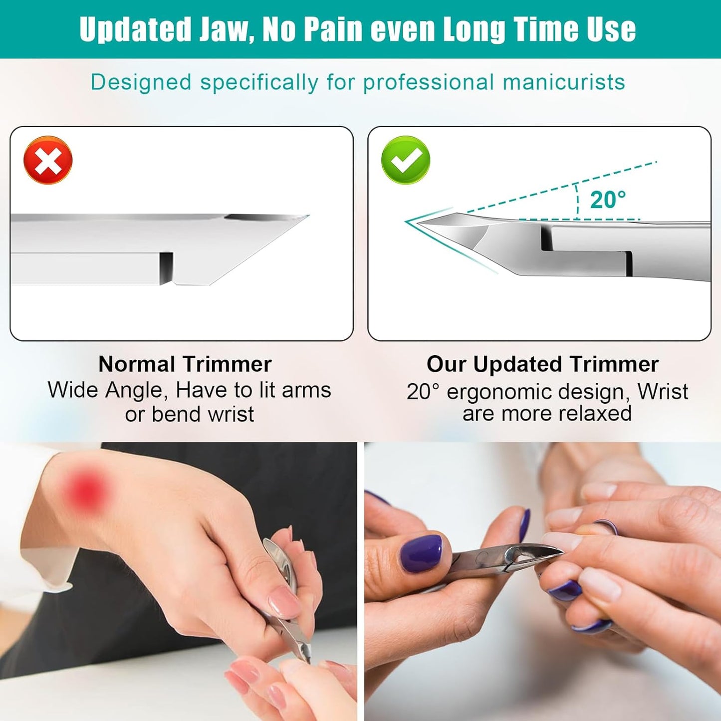Cuticle Trimmer,4Mm Jaw Extremely Sharp,Cuticle Clippers for Nails with Silicone Handle, Non-Slip,Professional Steel Cuticle Cutter,Trimmer Dead Skin Remover Stainless Cuticle Remover Tool