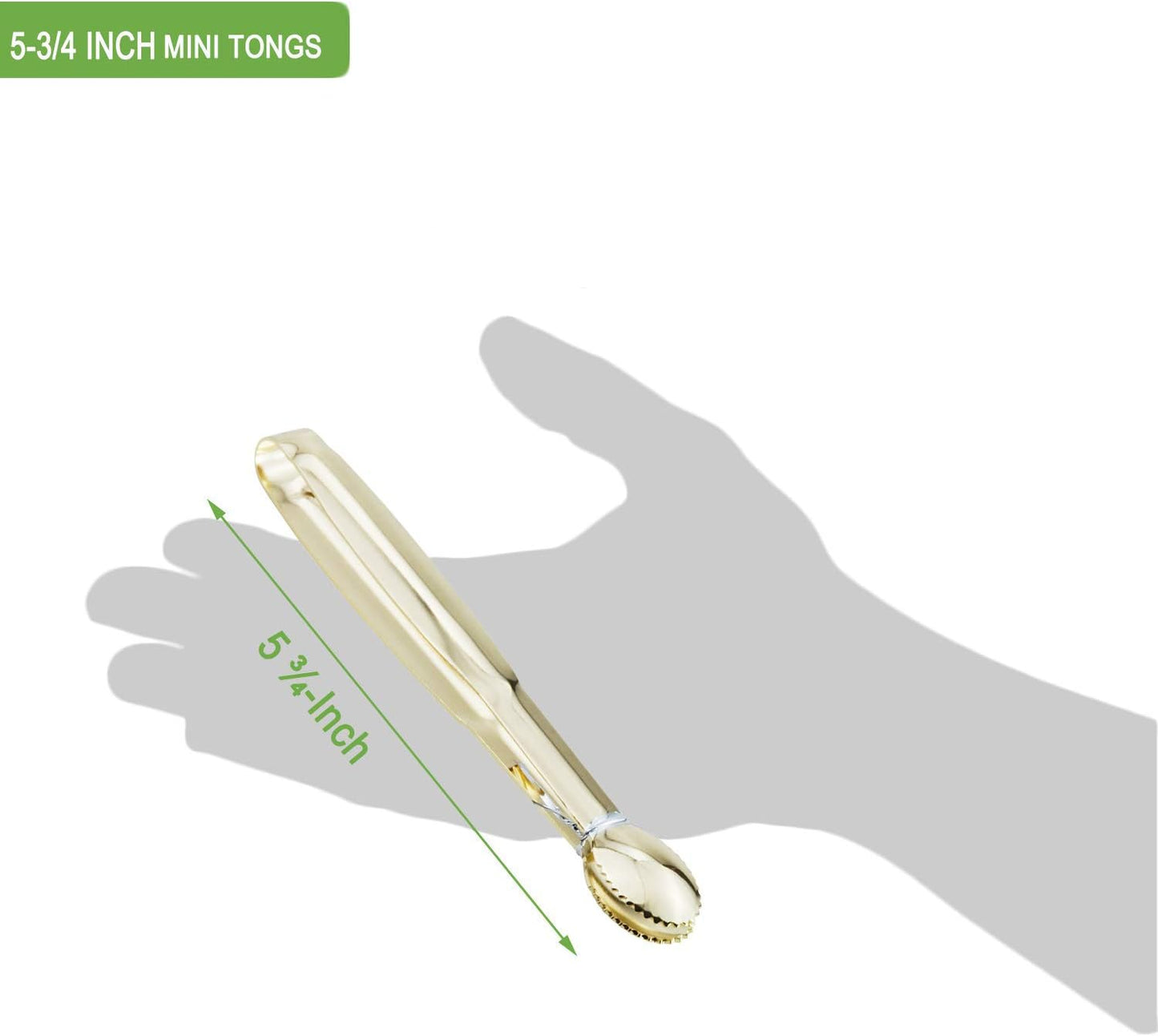 Mini Appetizer Tongs 5-3/4 Inch Small Serving Tongs, Set of 4 (Gold)