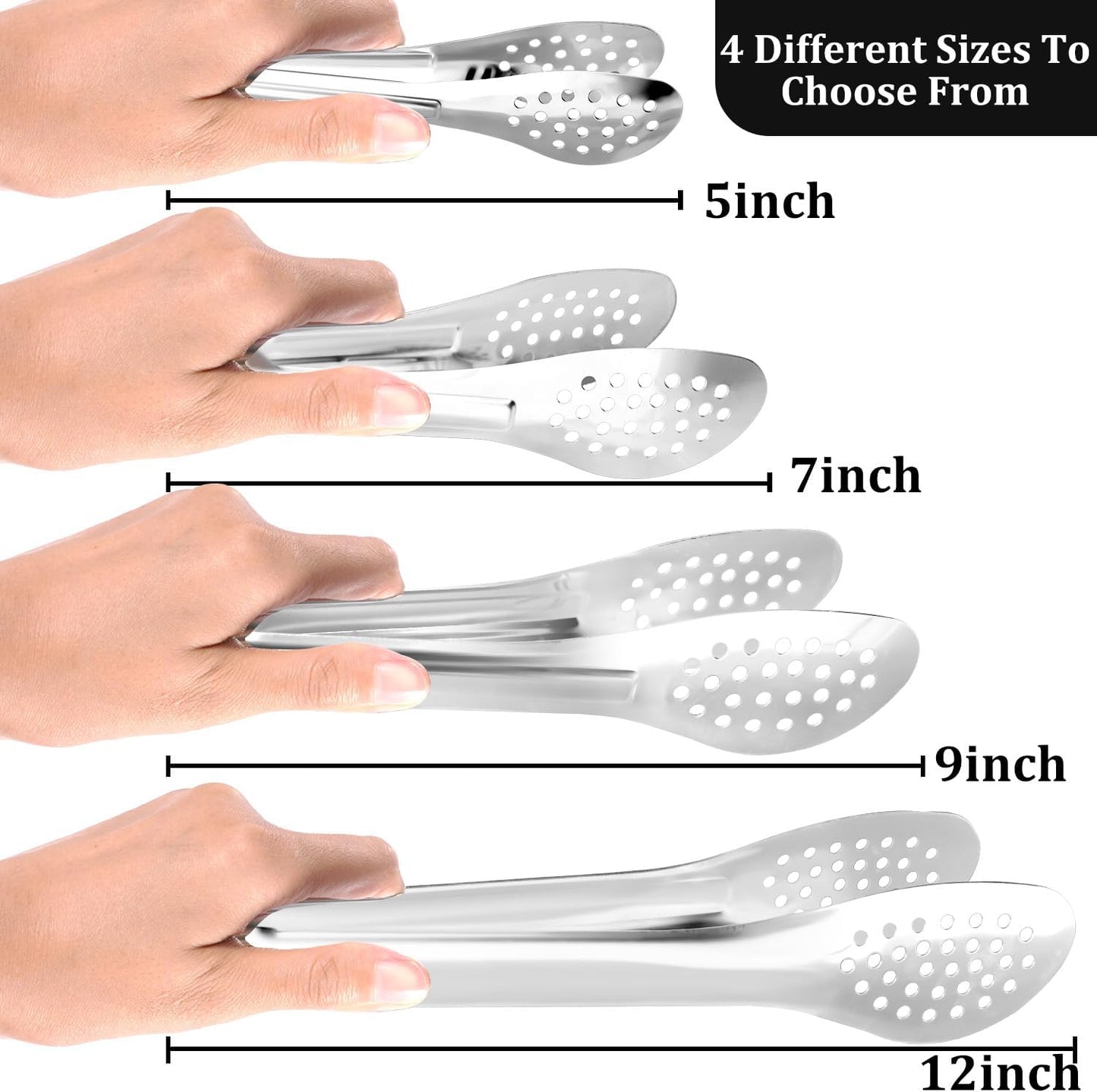10PCS Serving Tongs, Small Kitchen Tongs, Stainless Steel Small Appetizer Tongs Mini Sugar Ice (5 Inch)
