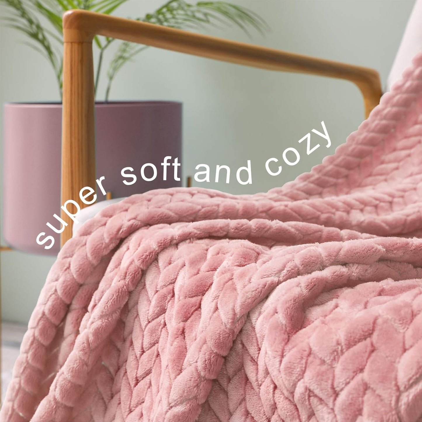 Pink Fleece Throw Blanket - 50x70 Inches Soft Jacquard Flannel, Lightweight Plush Warmth for Couch and Bed, Ideal for All Seasons
