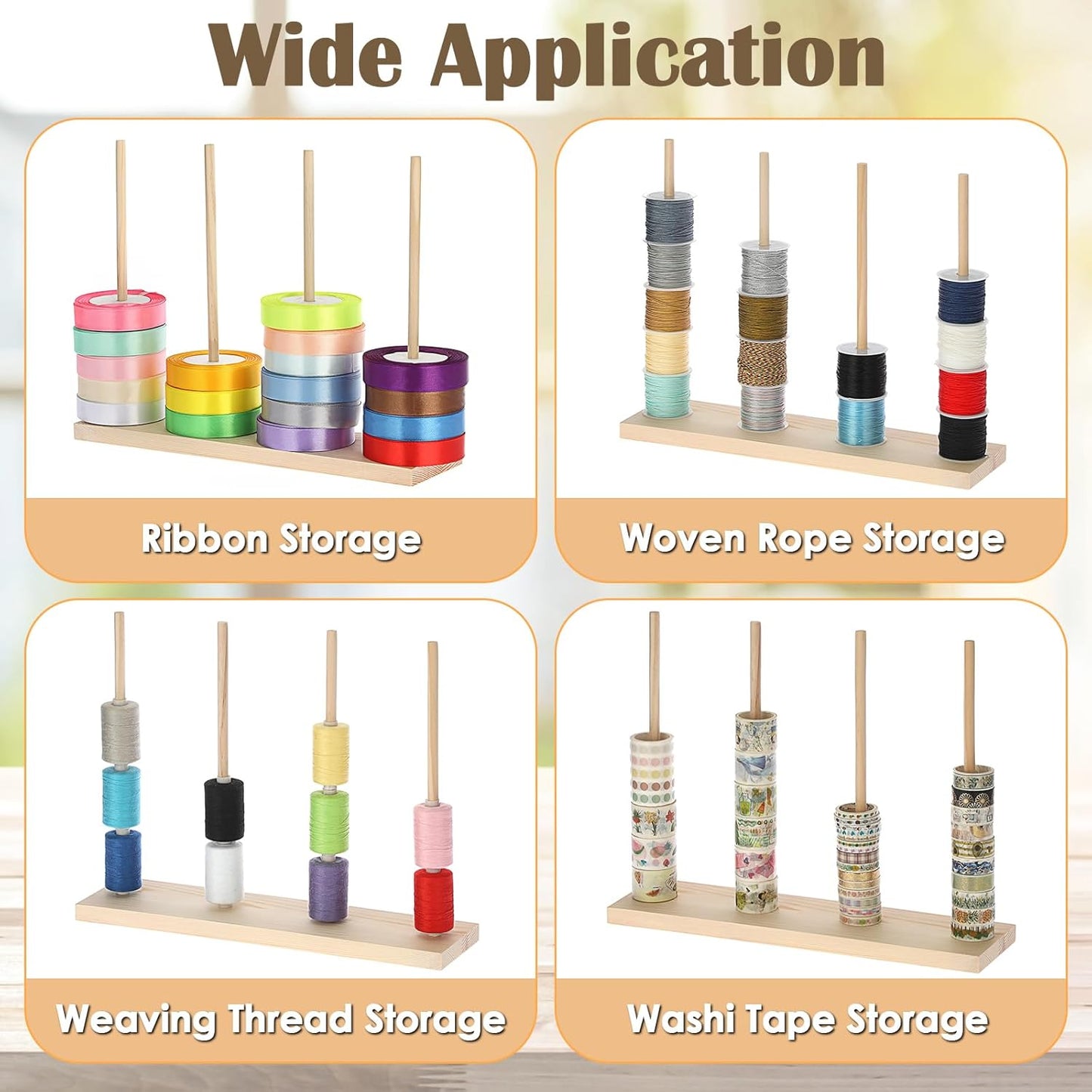 Wooden Ribbon Organizer and Storage Solution for Crafting and Gift Wrapping