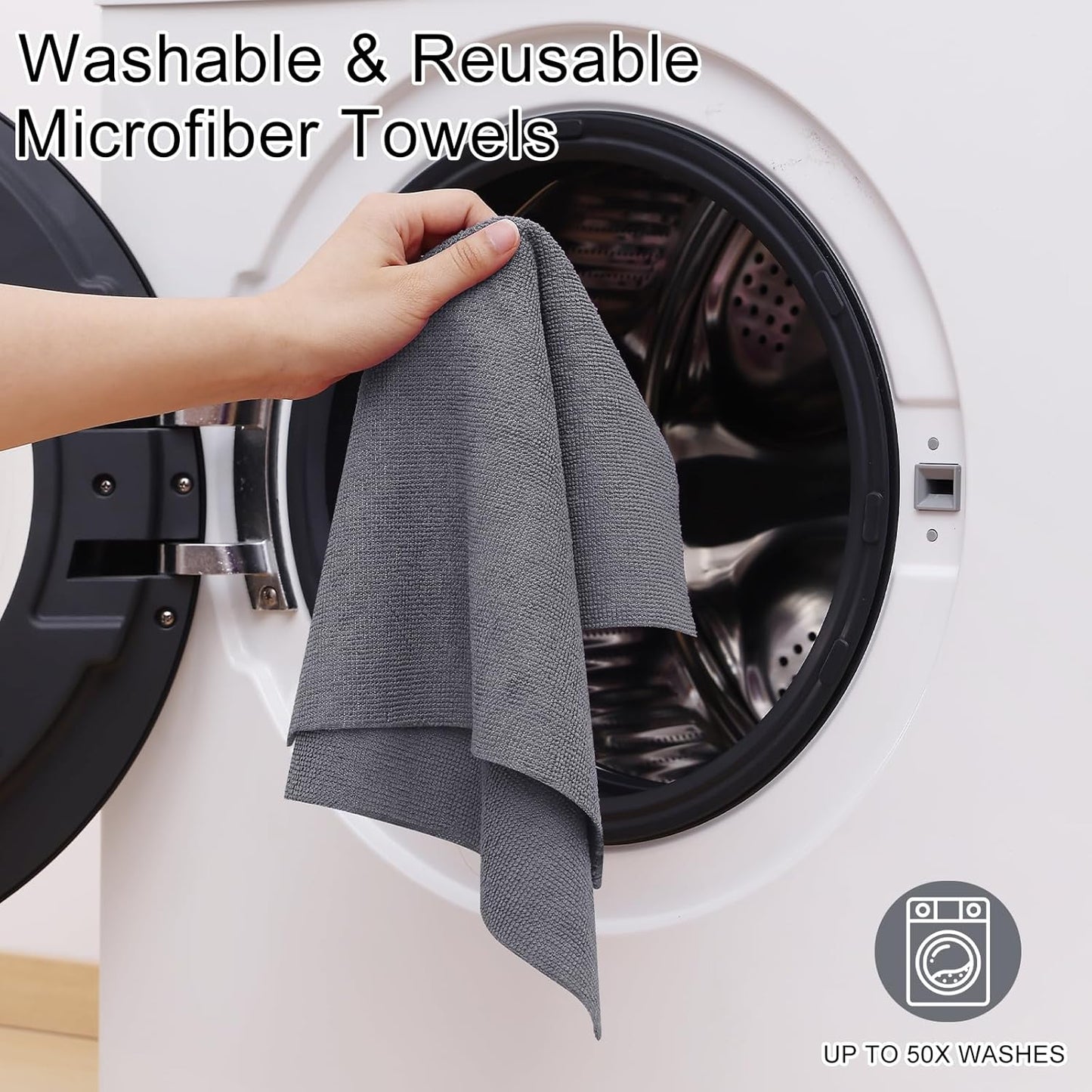 Tear Away Dish Cloths Rolls, 40 Sheets-11.8" X 11.8", Reusable Washable Dish Towels for Kitchen, Ultra Absorbent and Quick Drying Microfiber Cleaning Rags, Grey