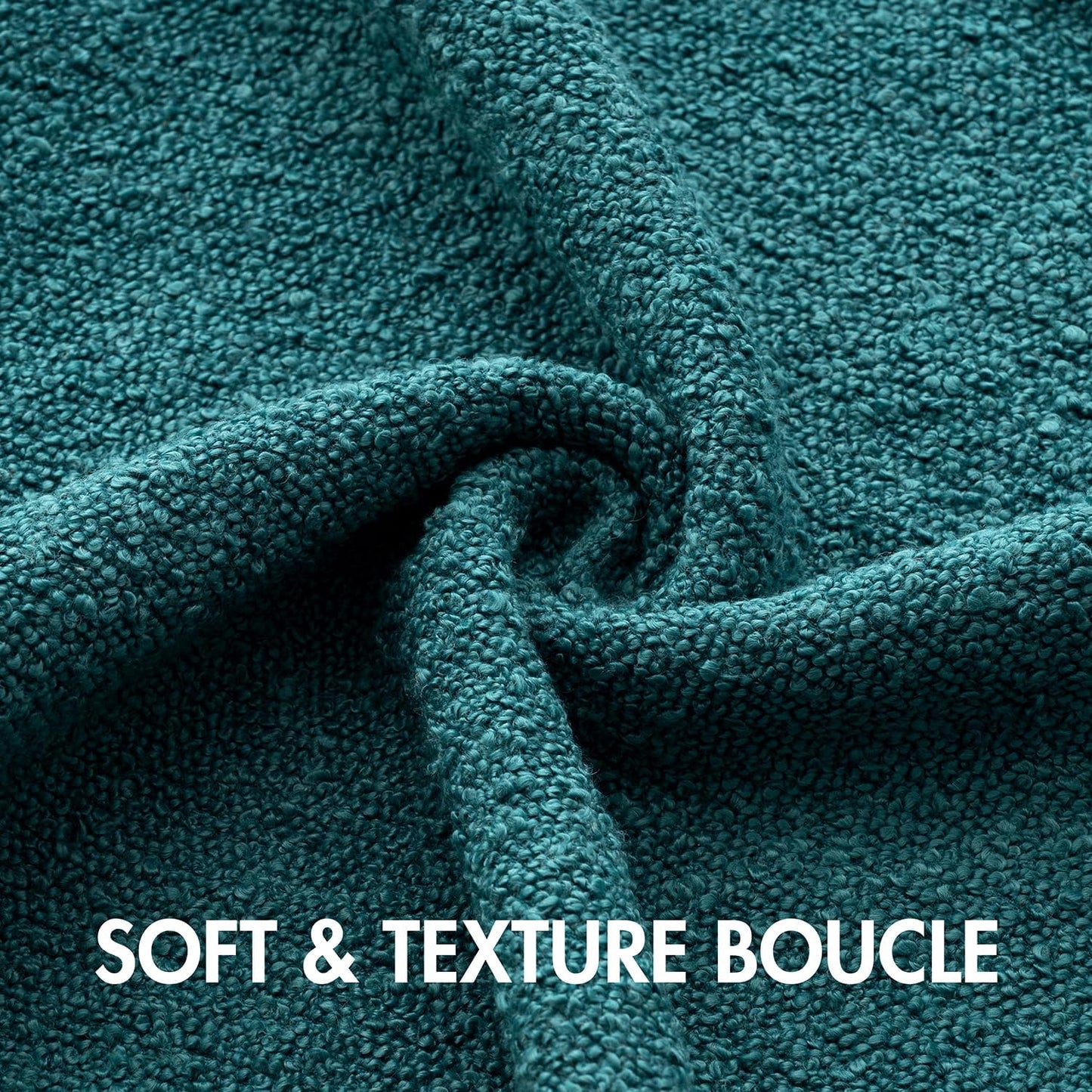 Textured Boucle Lumbar Throw Pillow Cover in Teal - Decorative Soft Cushion Case for Couch, Chair, and Bedroom - 12x20 Inch, Single Pack