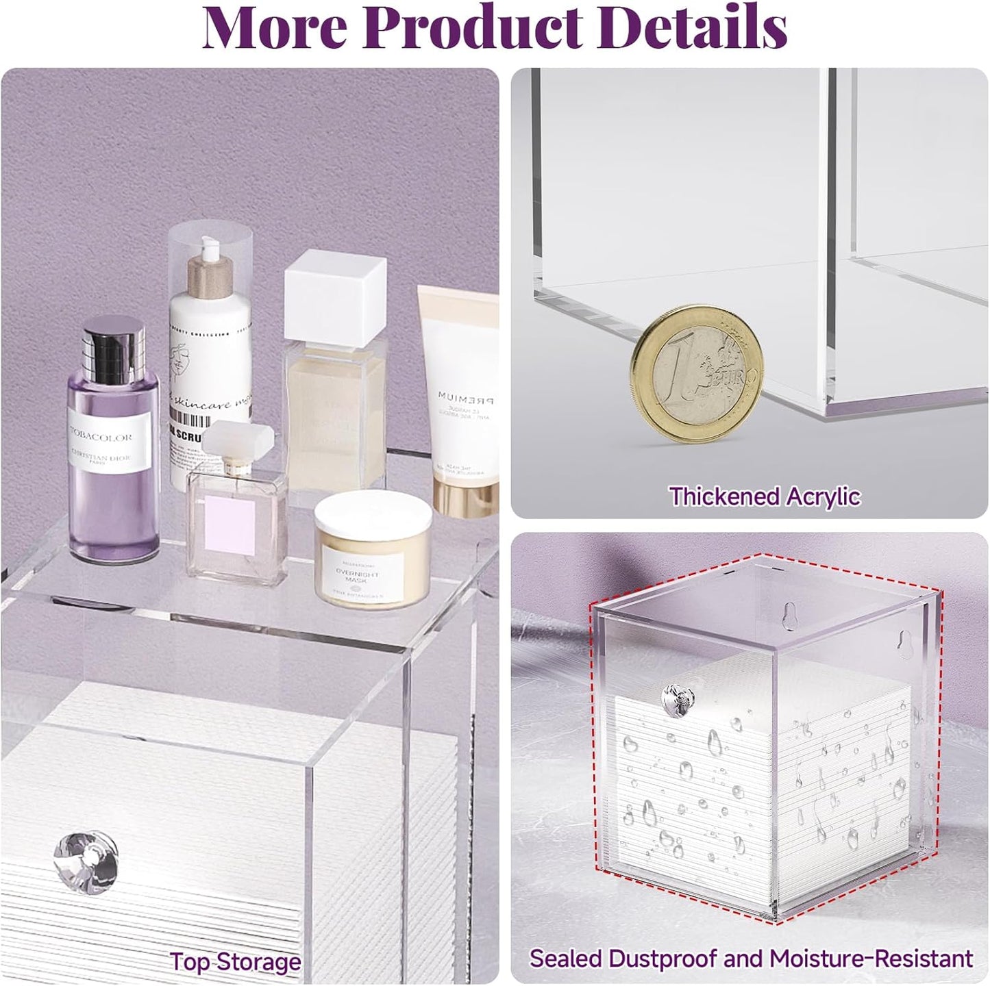 Clean Skin Club Face Towels Holder - Stackable Acrylic Organizer Compatible with Clean Skin Club Towel XL, Bathroom Vanity, Dresser Holder, Dustproof Multipurpose for Makeup, Skincare, Clear