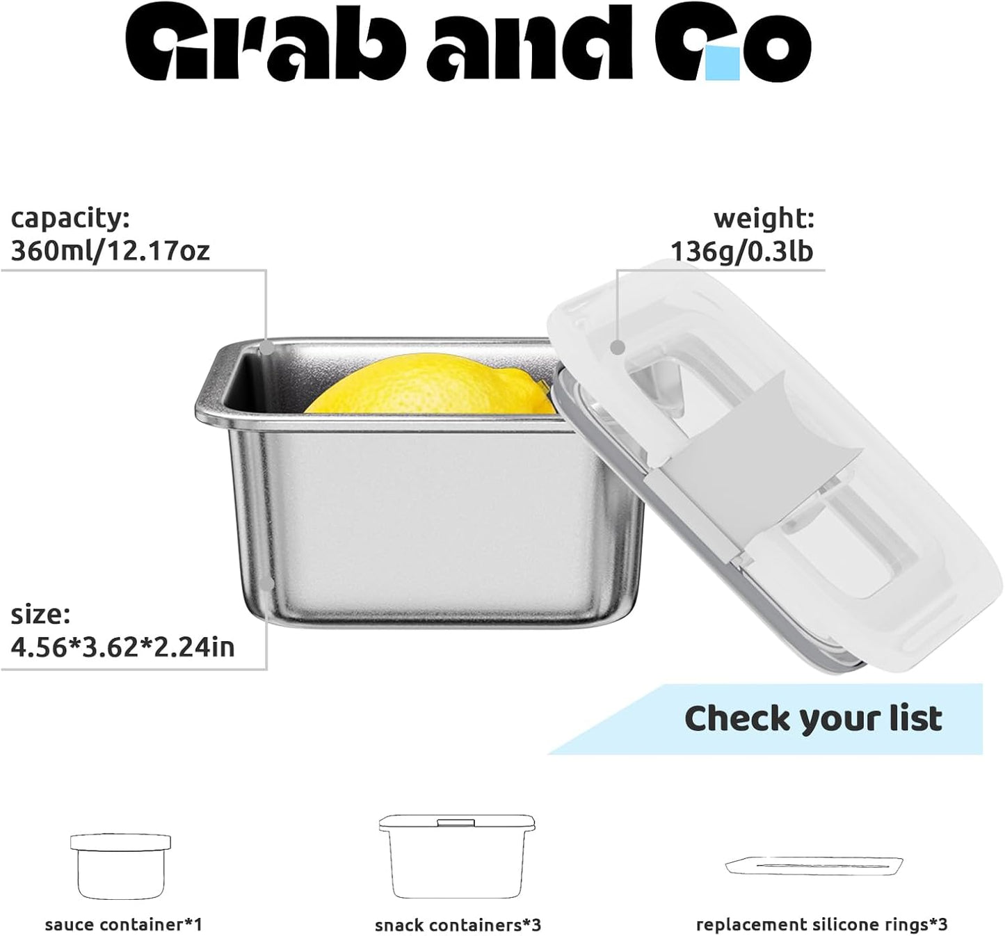 Stainless Steel Snack Box Containers for Kids, 3 Pack 12.8 Oz Leak-Proof Microwave-Safe Small Food Storage Container with Lid, Metal Compact Bento Lunch Box Container for School Travel