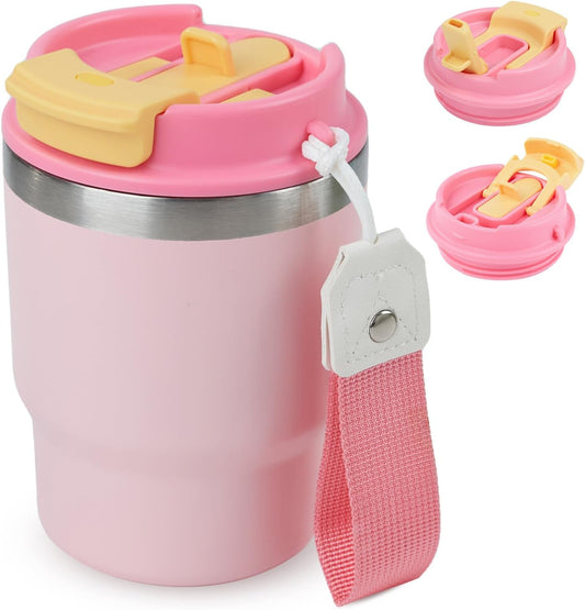 12Oz Coffee Tumbler, Stainless Steel Vacuum Travel Coffee Mug, Leak Proof Double Wall Coffee Mug with Lids for Home, Office, Outdoors, Pink