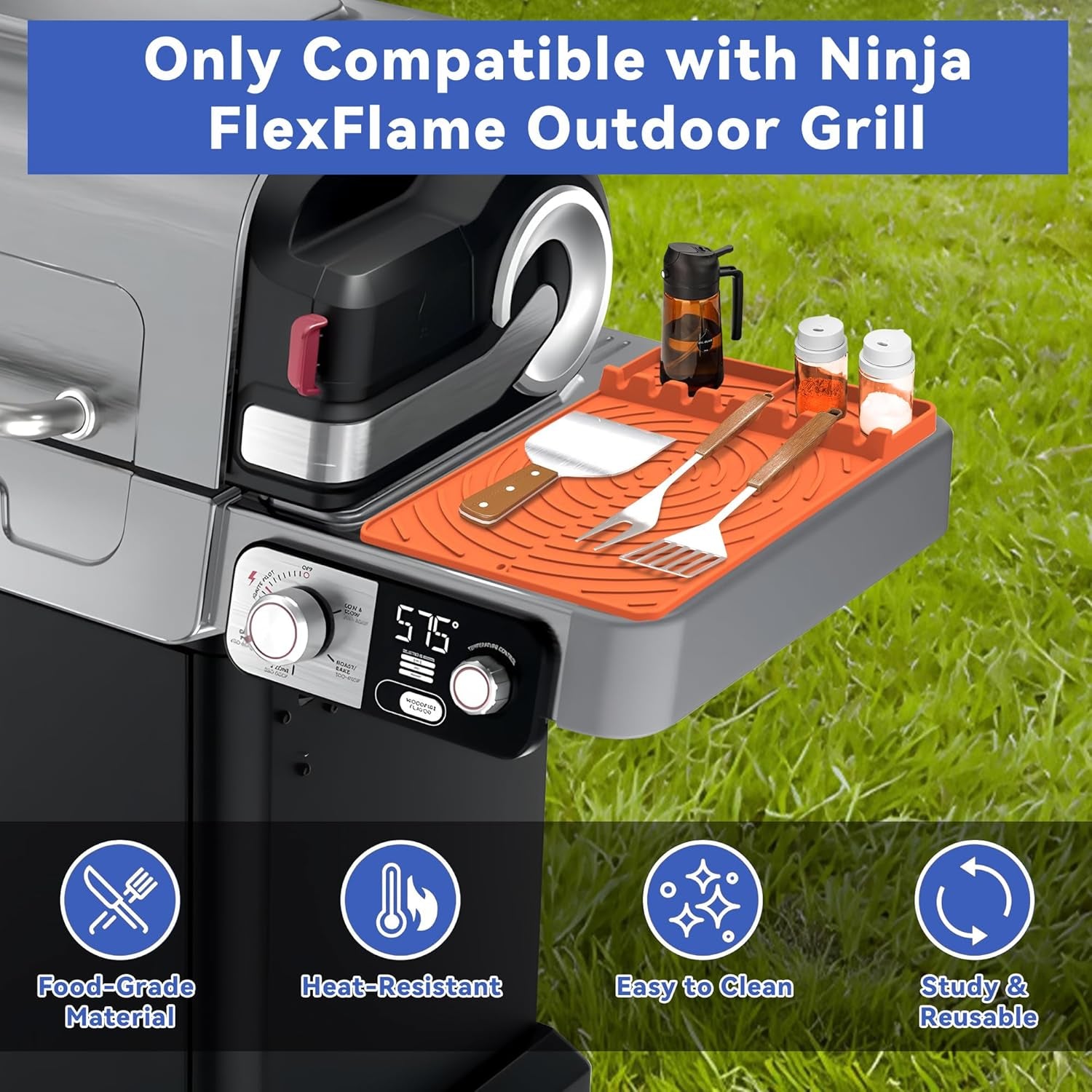 Silicone Grill Mat Compatible with Blackstone, Ninja Flexflame Outdoor Grill, Grilling Accessories Grill Mats for Blackstone Outdoor Griddles BBQ Accessories for Ninja Grills