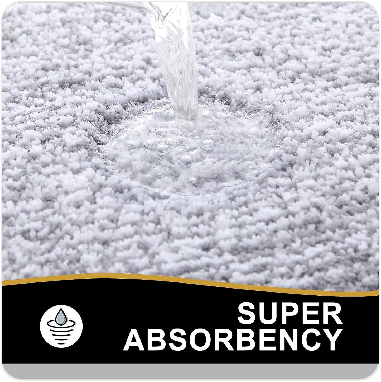 Bathroom Rugs 24X16, Extra Soft and Absorbent Microfiber Bath Mat, Non-Slip, Machine Washable, Quick Dry Shaggy Bath Carpet, Suitable for Bathroom Floor, Tub, Shower (Small, Grey)