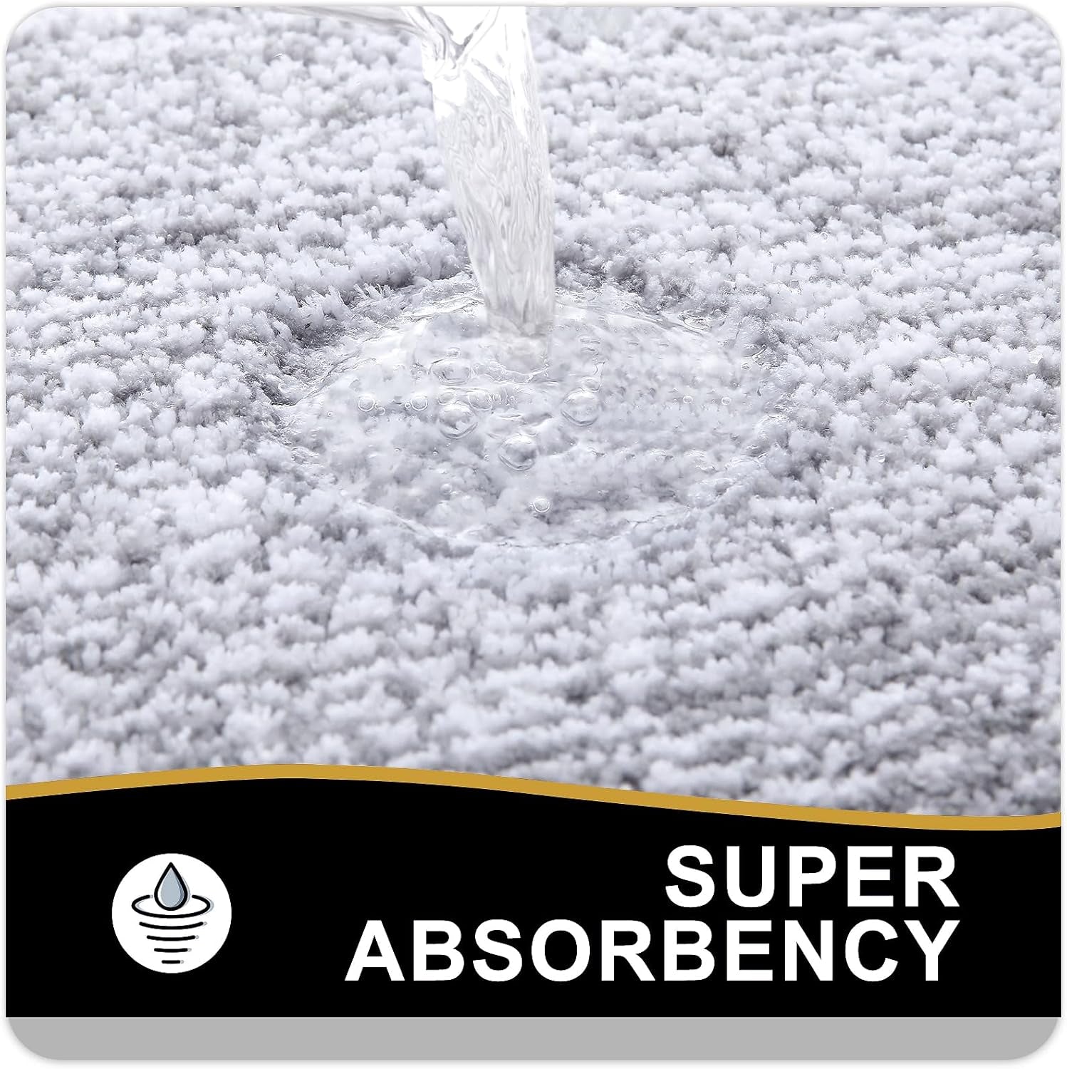 Bathroom Rugs 24X16, Extra Soft and Absorbent Microfiber Bath Mat, Non-Slip, Machine Washable, Quick Dry Shaggy Bath Carpet, Suitable for Bathroom Floor, Tub, Shower (Small, Grey)