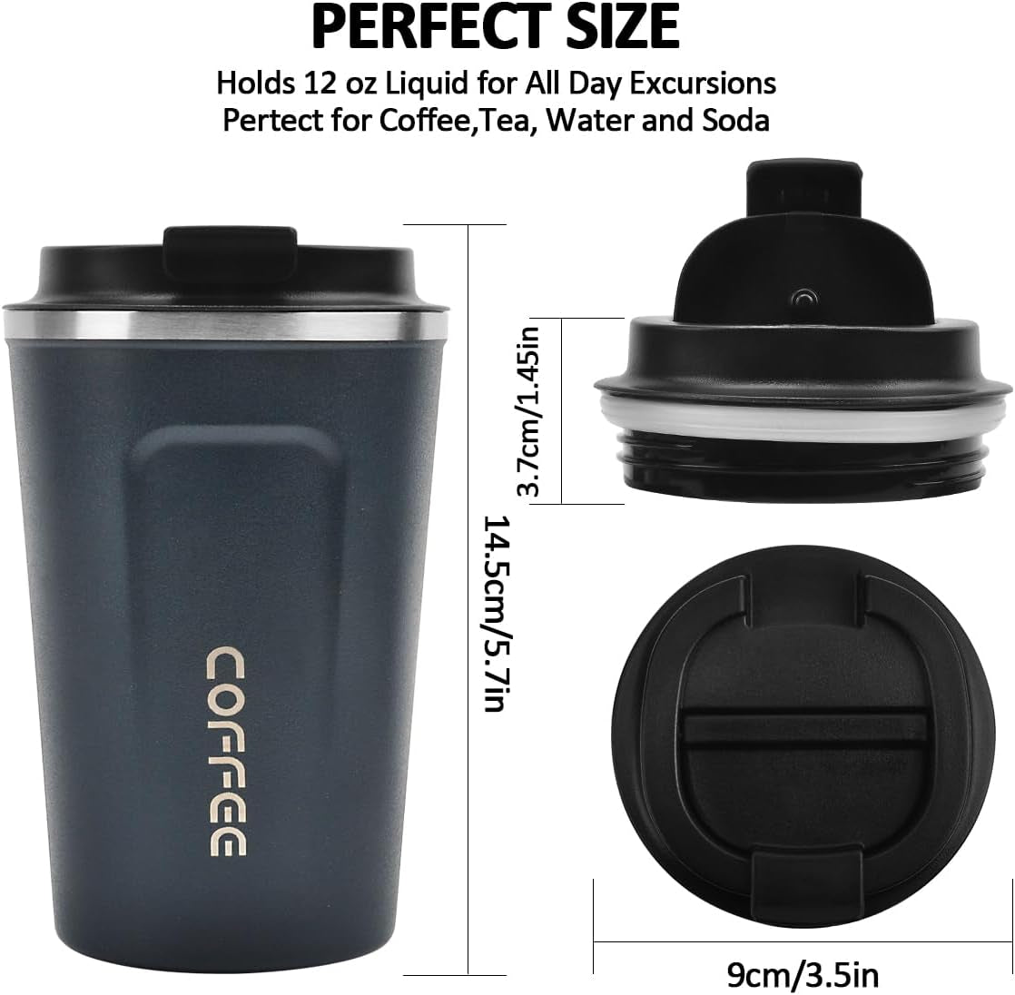 12 Oz Stainless Steel Vacuum Insulated Tumbler - Coffee Travel Mug Spill Proof with Lid - Coffee Cup for Keep Hot/Ice Coffee,Tea and Beer (Tibetan Blue)