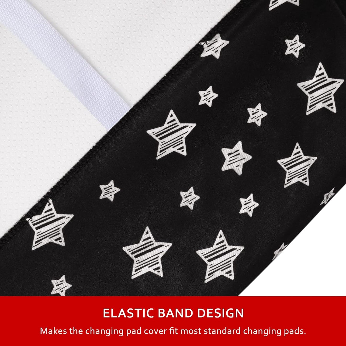 Changing Pad Cover for Boys Girls 2 Pack, Lovely Print Soft Unisex Diaper Change Table Sheets, Fit 32"X16" Contoured Pad, Comfy Cozy 2-Pack Cradle Sheets, Grey & Black