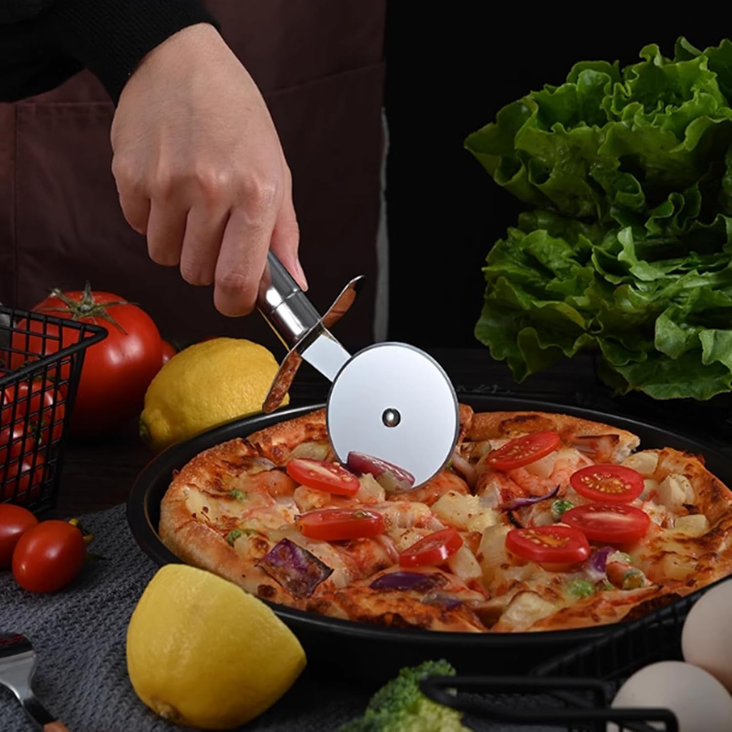 9Inch Black Non-Stick Dish Pizza Pan-Baking Pan Pizza Baking Tray- Heavy-Duty Pizza Dish Non-Stick Baking Sheet for Oven (3)