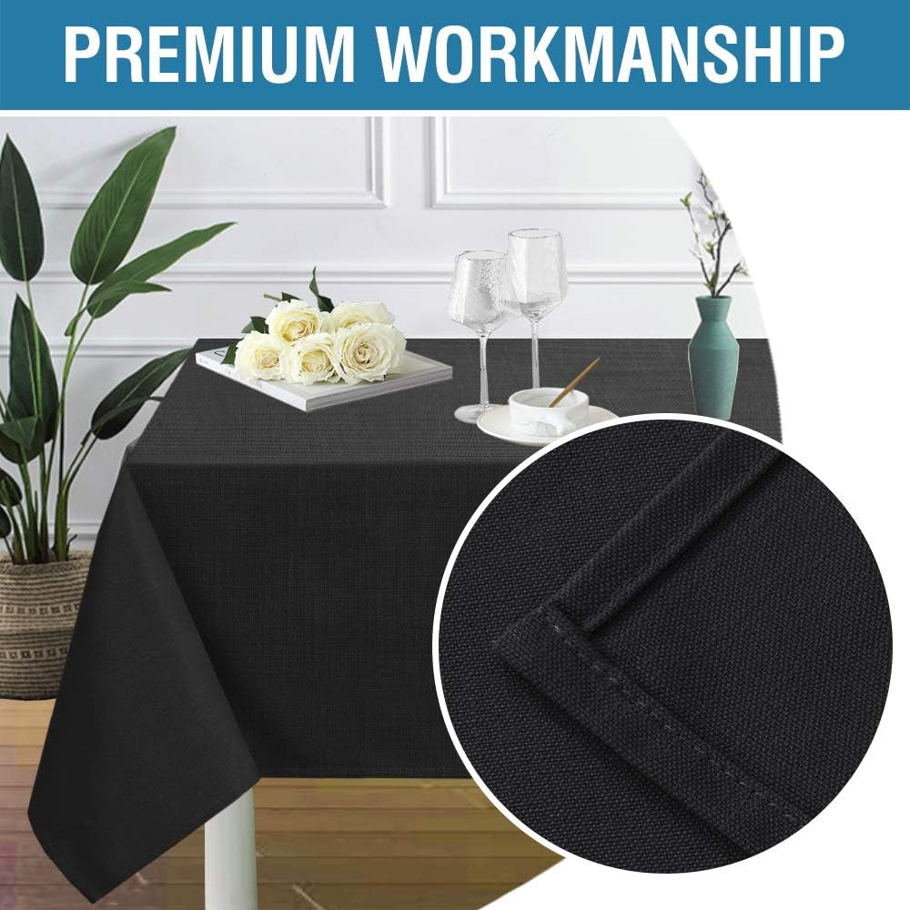 Linen Textured Table Cloths 54 X 54 Inch Premium Solid Tablecloth Spill-Proof Waterproof Table Cover for Dining Buffet Feature Extra Soft and Thick Fabric Wrinkle Free, Black