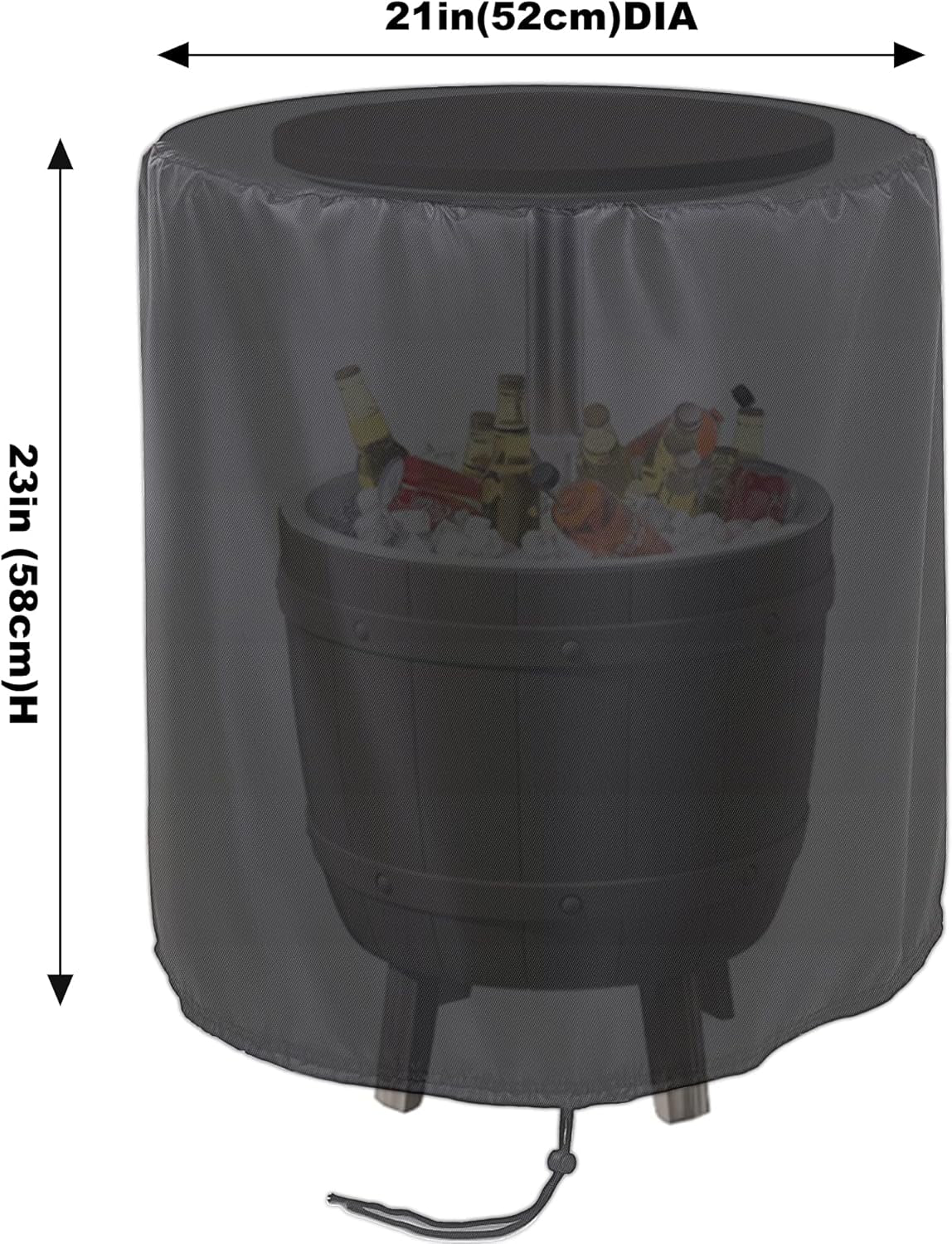 Patio Cooler Bar Table Cover, Outdoor round Beer Cooler Table Cover for Keter 7.5-Gal Cool Bar Table, Waterproof Outdoor Coffee Beverage Bins Cover with Drawstring(21" D X 23" H)