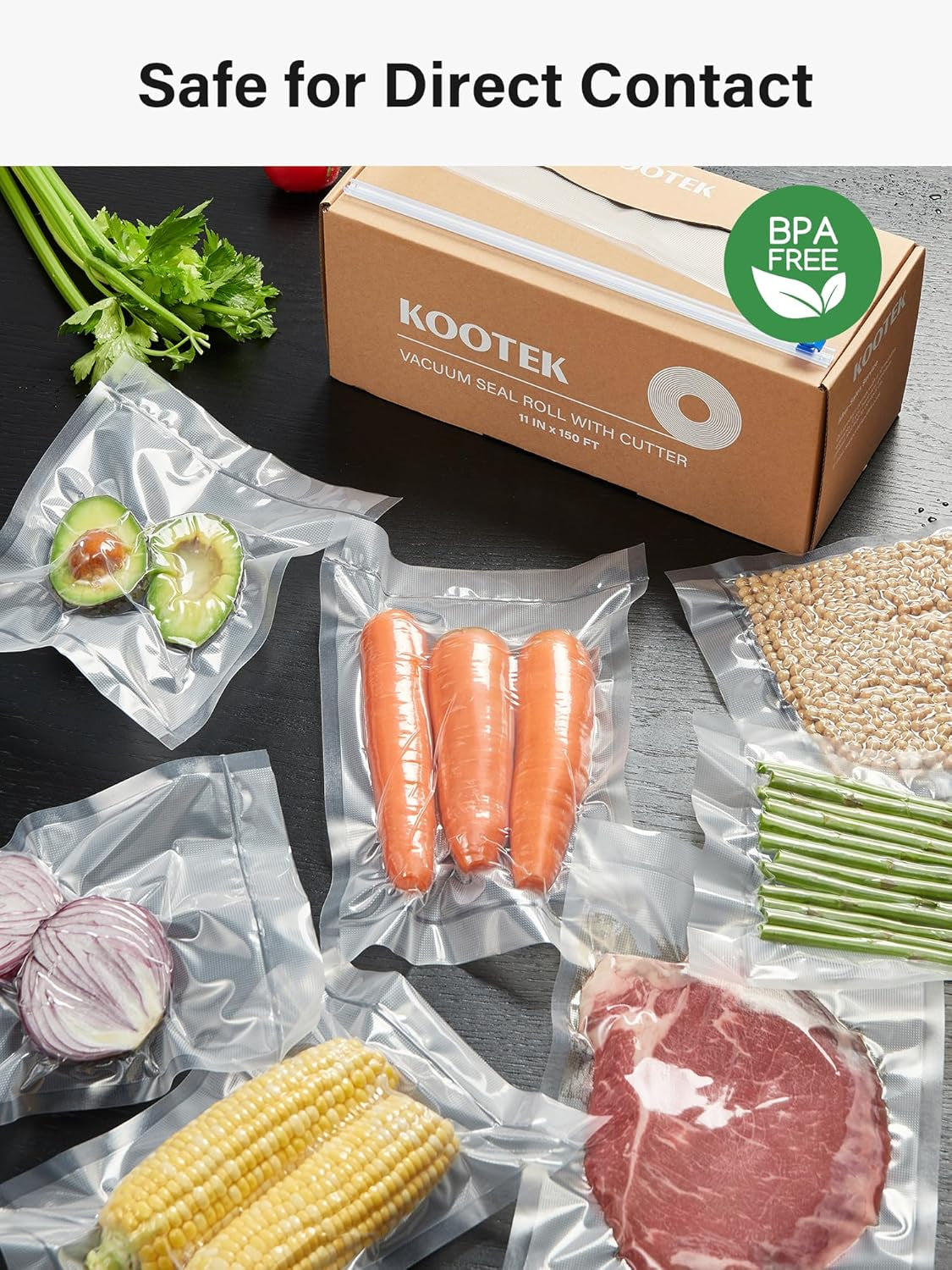 11" X 150' Vacuum Sealer Bags Roll for Food with Cutter Dispenser, Commercial Grade Vacuum Seal Bags, BPA Free, Customized Size Food Bags for Storage, Meal Prep and Sous Vide