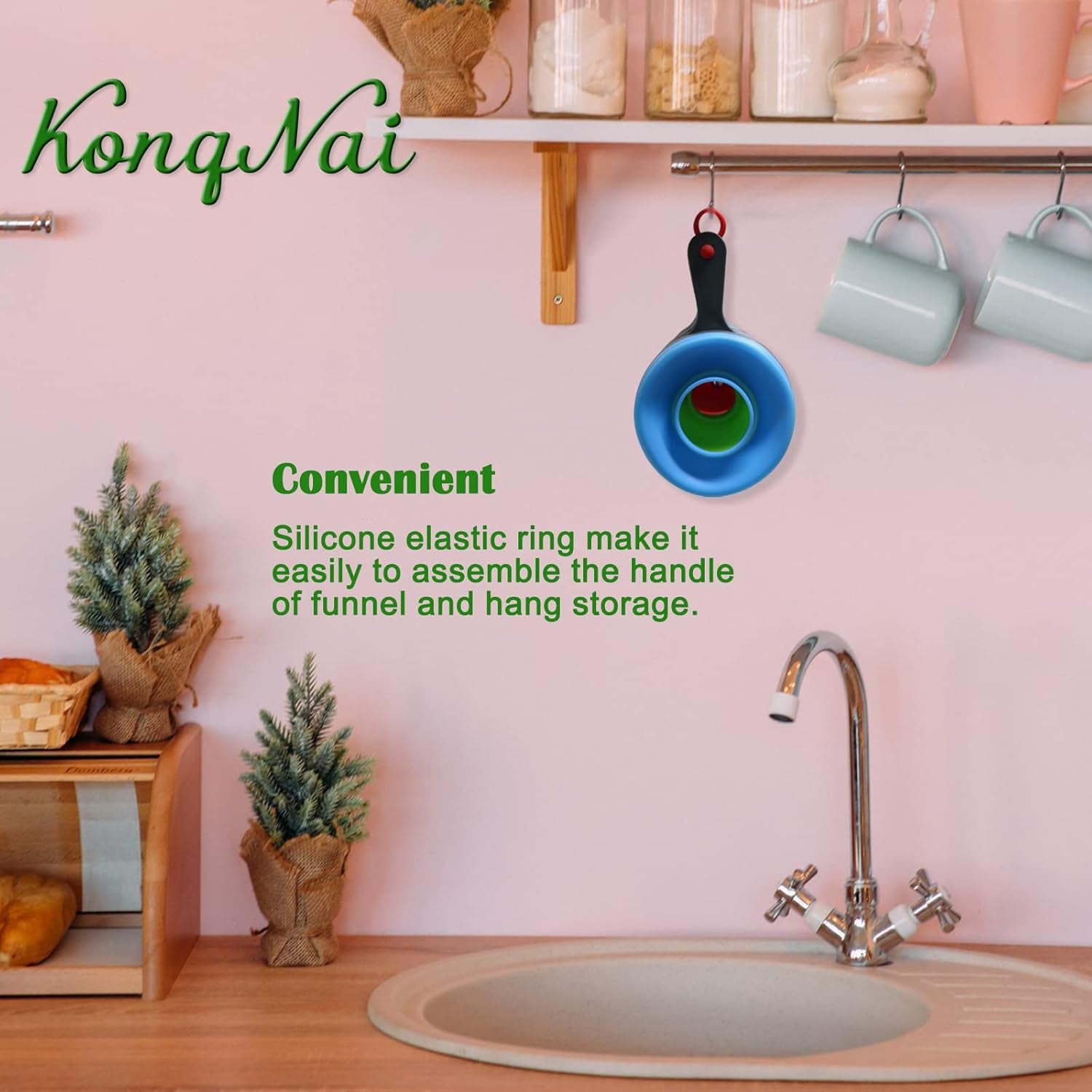 Canning Funnel for Wide and Regular Jars,Wide Mouth Funnels Sets of 3, Large for Mason Jar, Food Grade Collapsible Silicone Kitchen Accessories for Transfer Jam, Juice, Spices and Oil