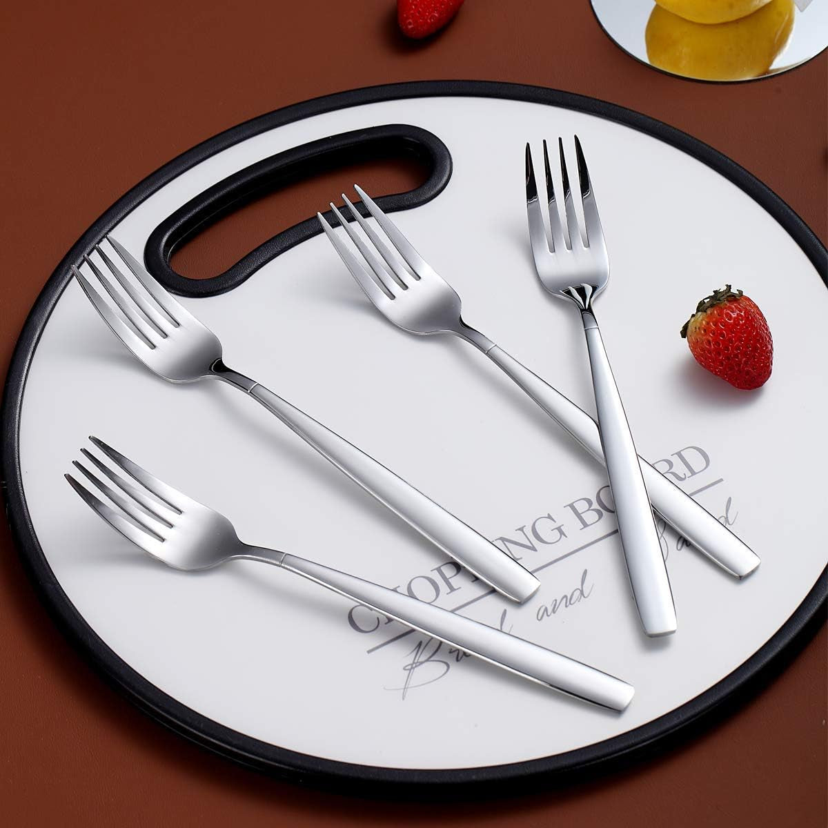 Set of 6 Modern Stainless Steel Dinner Forks and Spoons Silverware