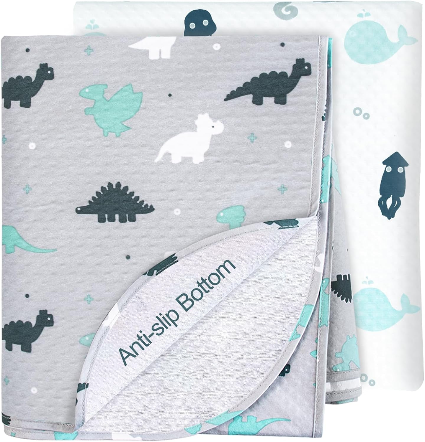 Splat Mat 2 Pack for under High Chair & Arts & Eating Mess, Waterproof Baby Playtime Anti-Slip High Chair Mat for Floor or Table, Reusable & Portable Splash Mat for under High Chair, 46" X 42" Gray