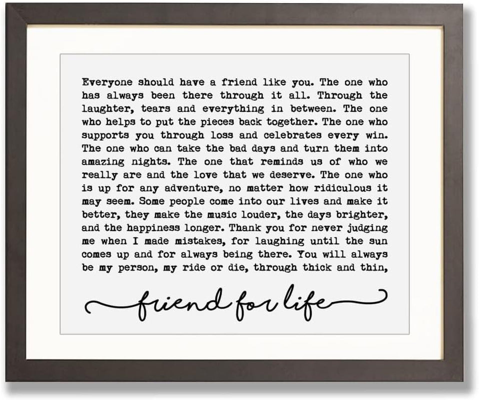 Friend for Life Beautiful Peom for Special Friend Soul Sister Gift Best Friend Gift for Friend Typography Wall Decor Friend Quotes Print (8X10 Inch)