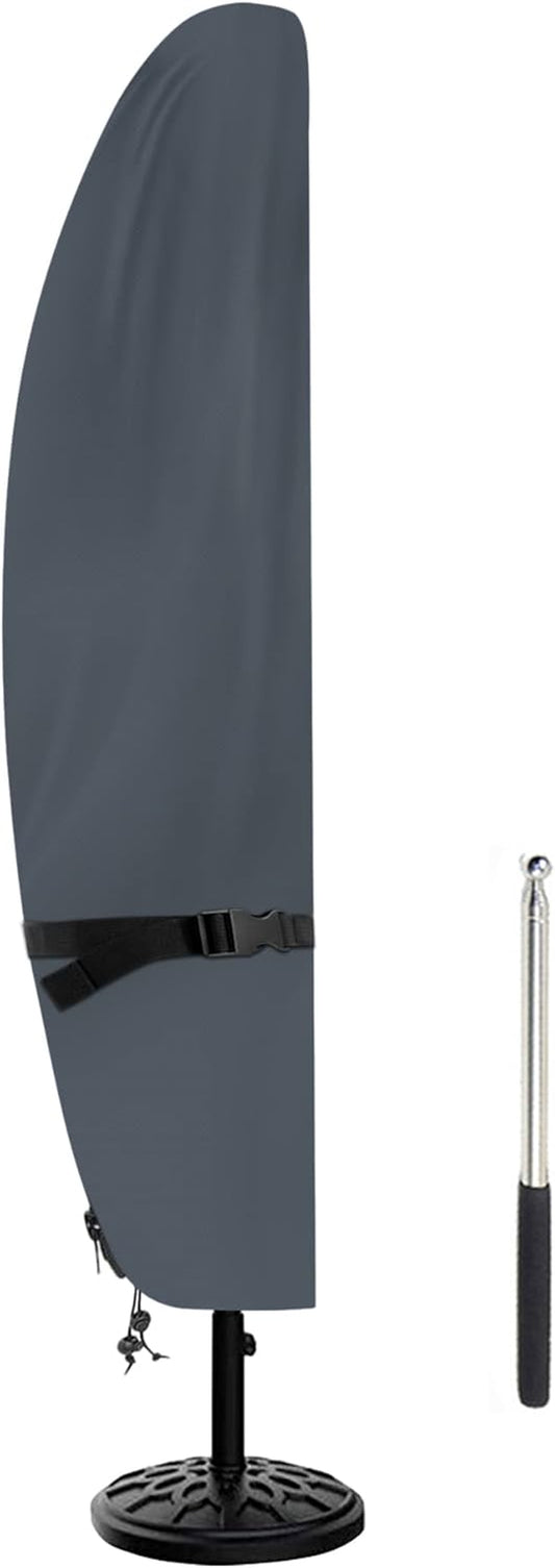 Patio Umbrella Cover, Waterproof Umbrella Covers for 9Ft to 11Ft Outdoor Umbrellas Offset Umbrella Covers with Push Rod, Gray