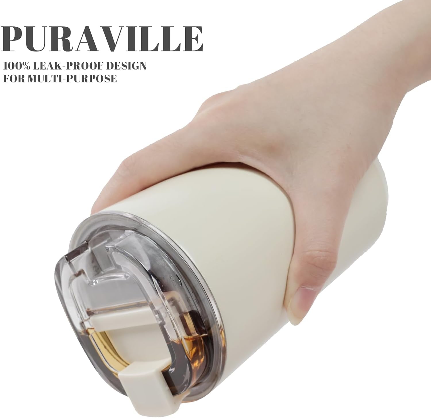 Insulated Tumblers with Lid, 14 Oz Travel Coffee Mug Stainless Steel Vacuum Cup, Leak Proof Reusable Double Walled Coffee Tumbler for Iced and Hot Drinks, Cream