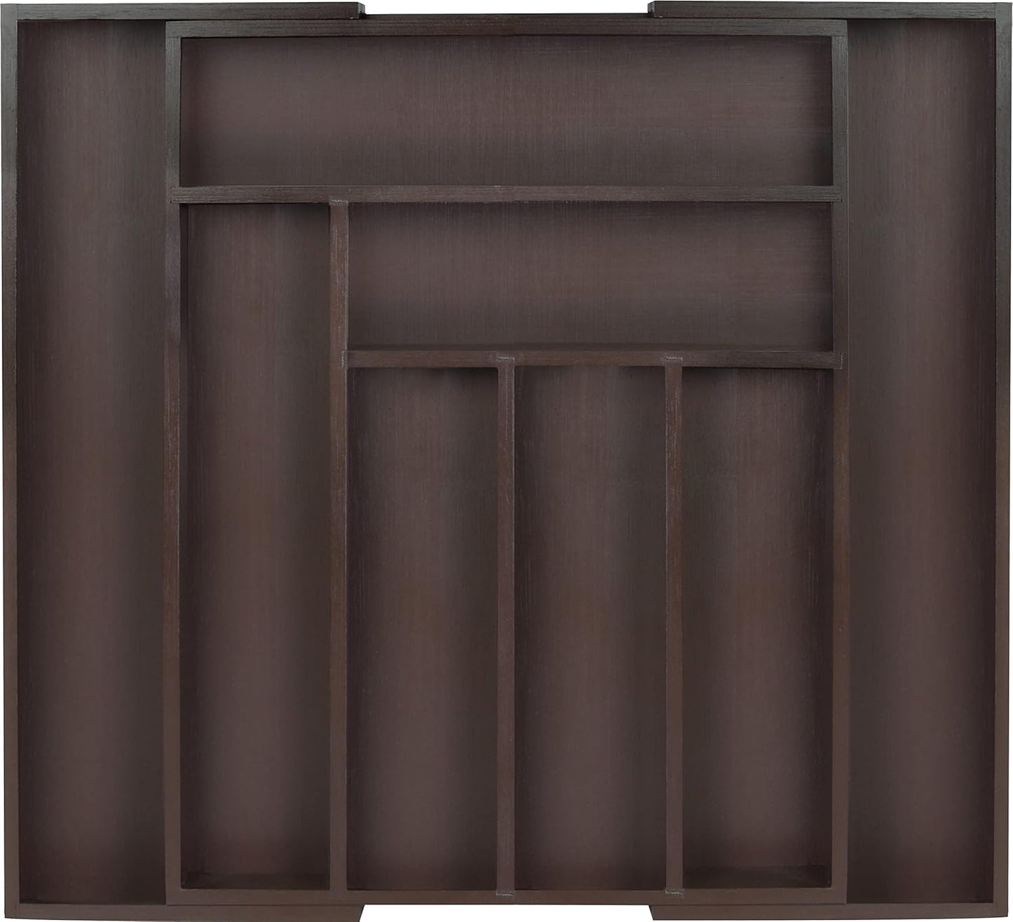 Expandable Drawer Organizer, Adjustable Kitchen Drawer Organizer, Bamboo Drawer Dividers Organizer for Kitchen, Silverware, Flatware, Living Room (Brown, 6-8 Compartment (1-Pack))